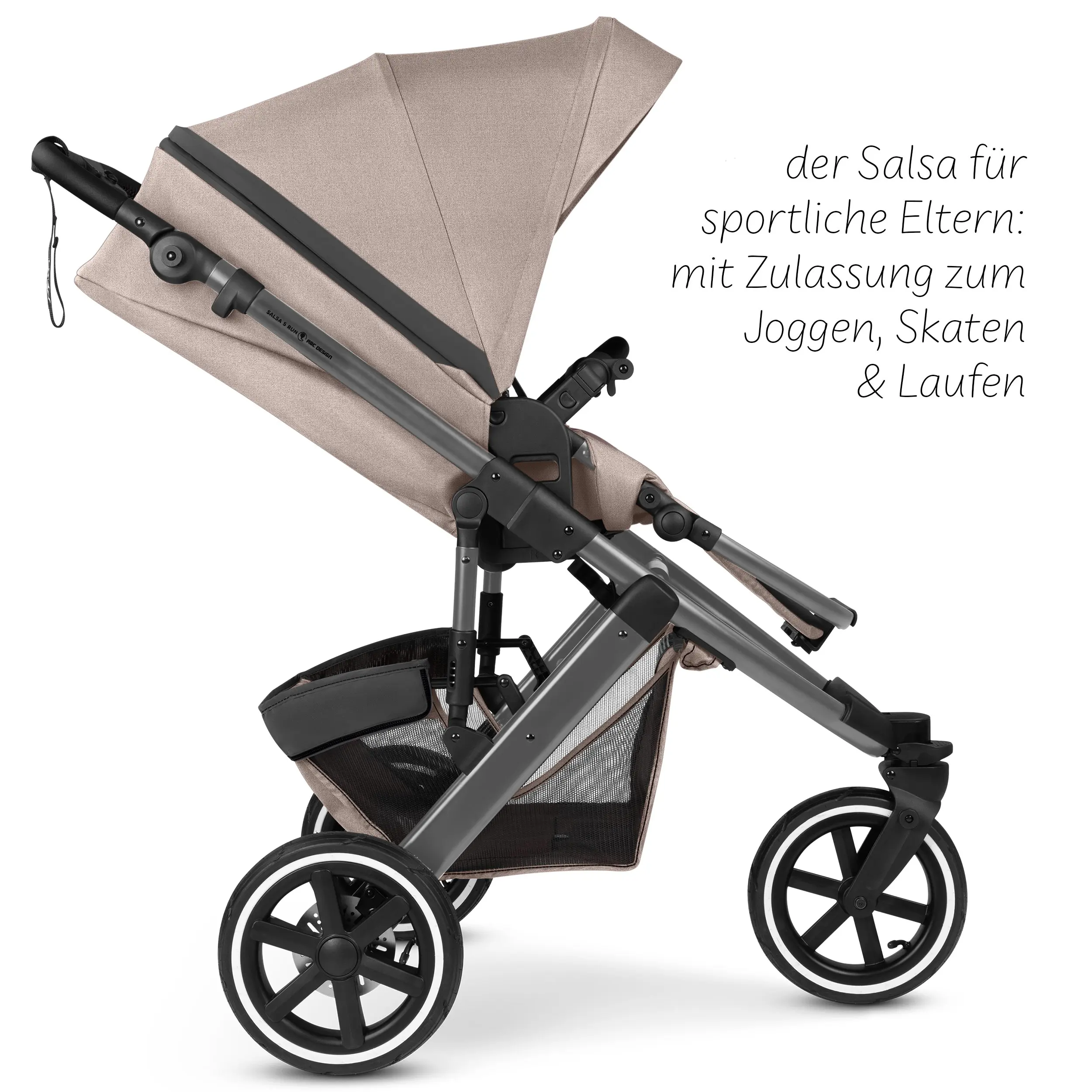 Poussette combinée Salsa 5 Run avec sac à langer, ombrelle, habillage pluie, porte-gobelet - Camel