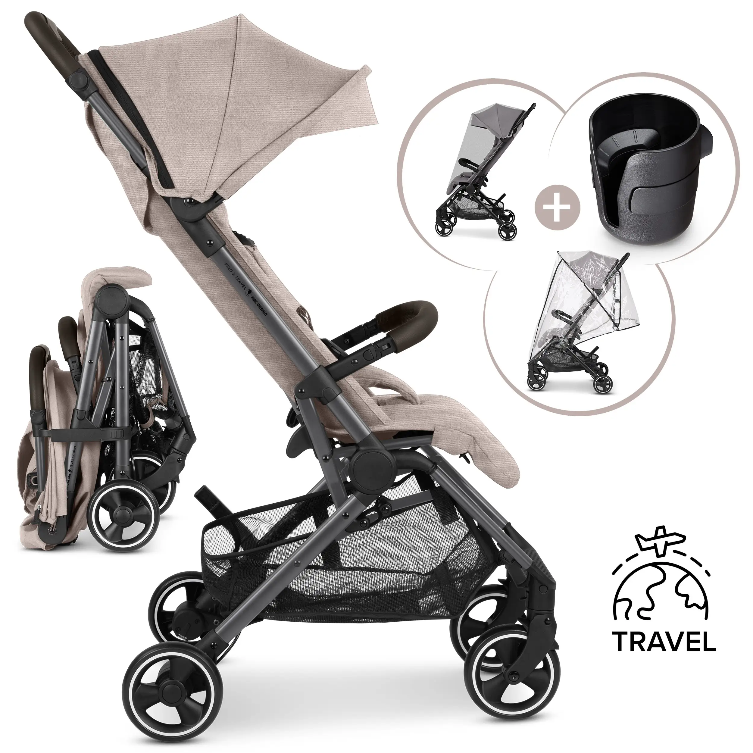 Travel Stroller Ping 3 Travel with accessory set - Camel