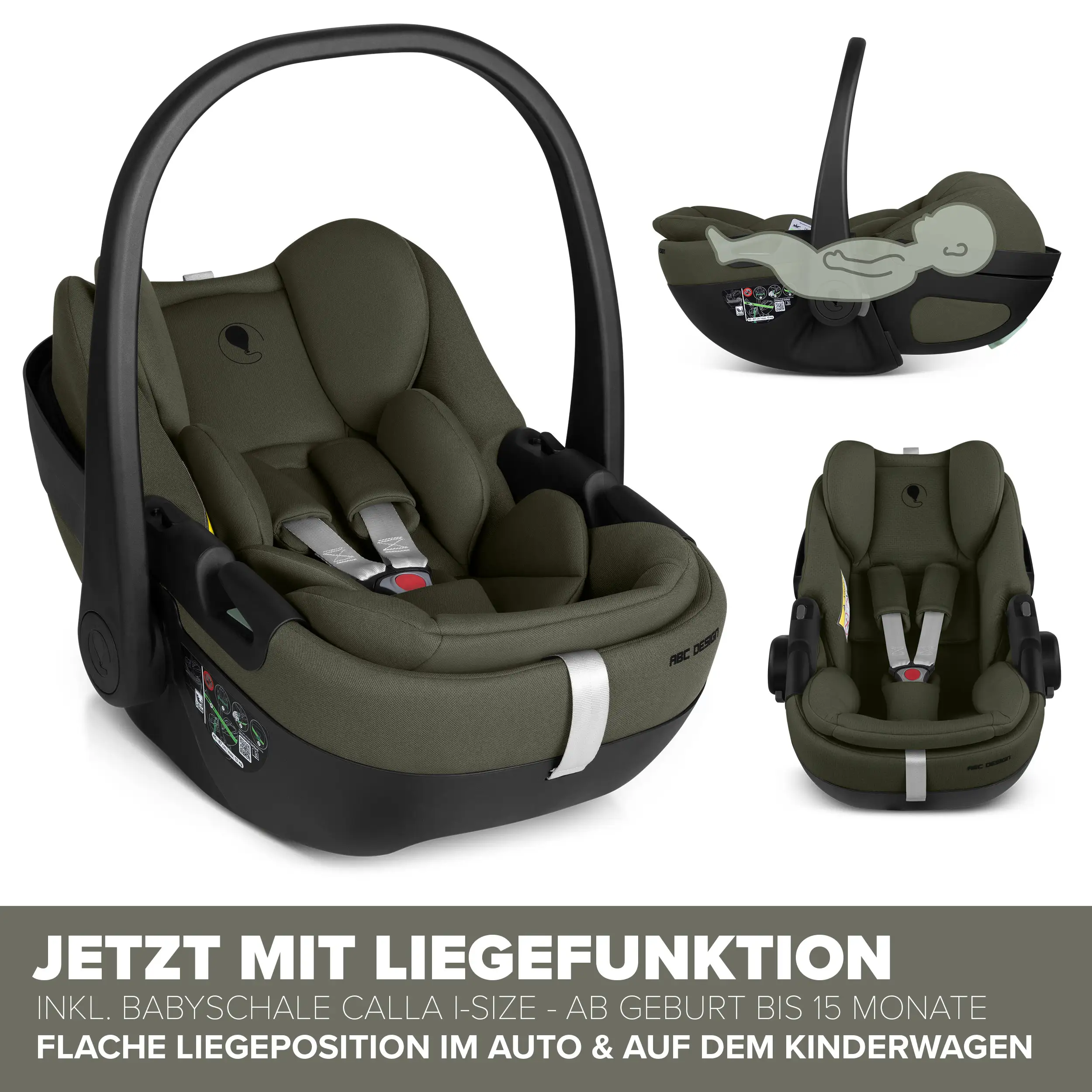 3in1 Kinderwagen-Set Salsa Core inkl. Babyschale Calla mit Liegefunktion - Olive