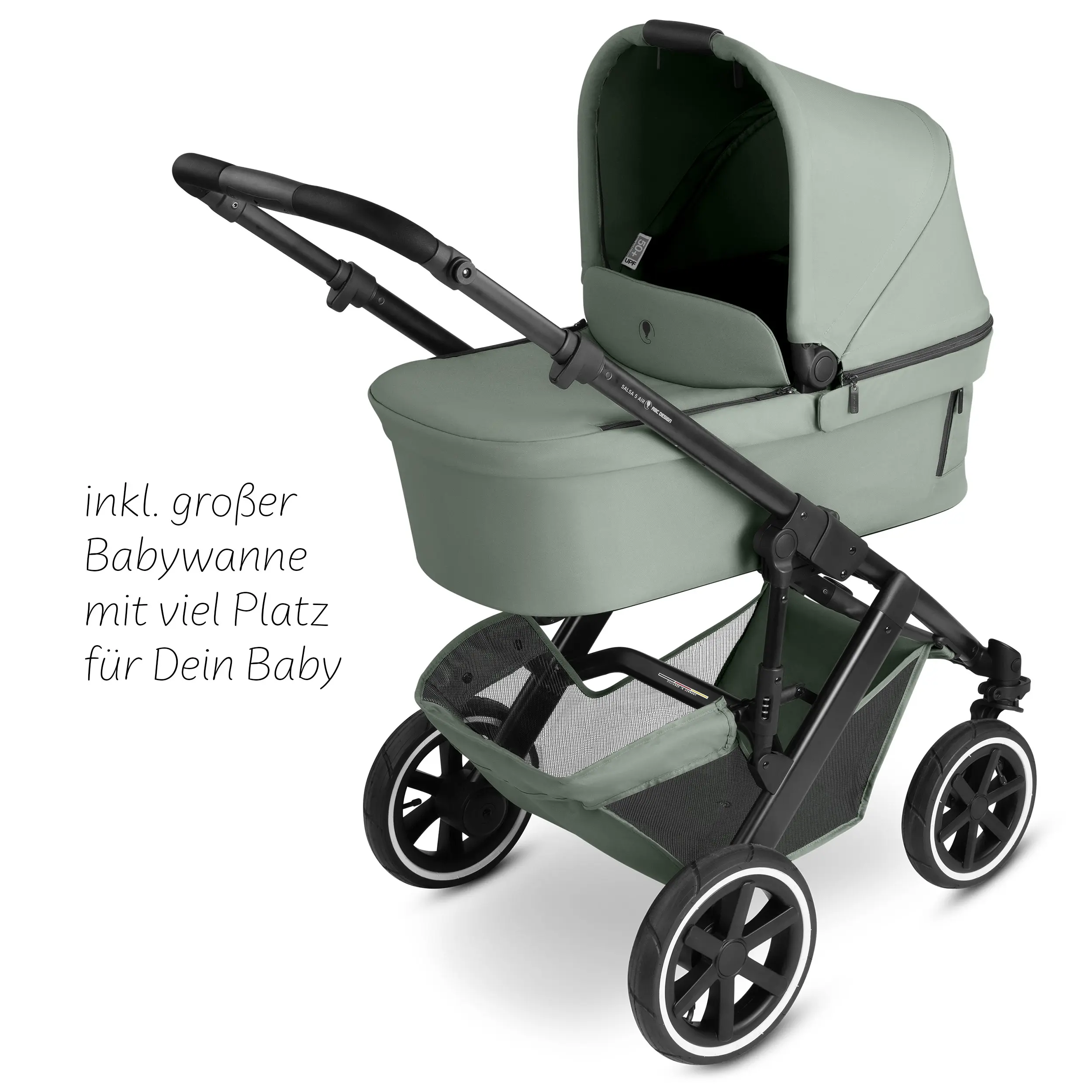 Poussette combinée Salsa 5 Air avec sac à langer, ombrelle, habillage pluie, porte-gobelet - Pine