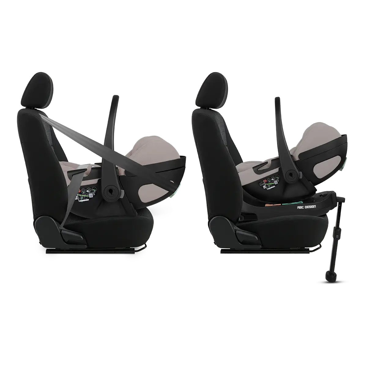 Flexible installation with ISOFIX or seat belt