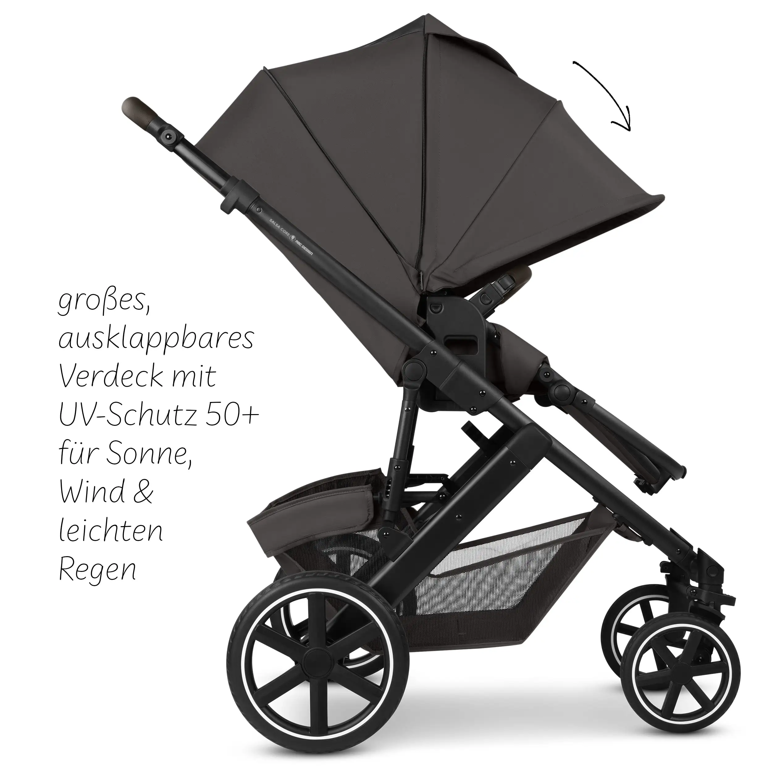 4in1 Kinderwagen-Set Salsa Core inkl. Babyschale Calla mit Liegefunktion & Isofix Base Root - Falcon