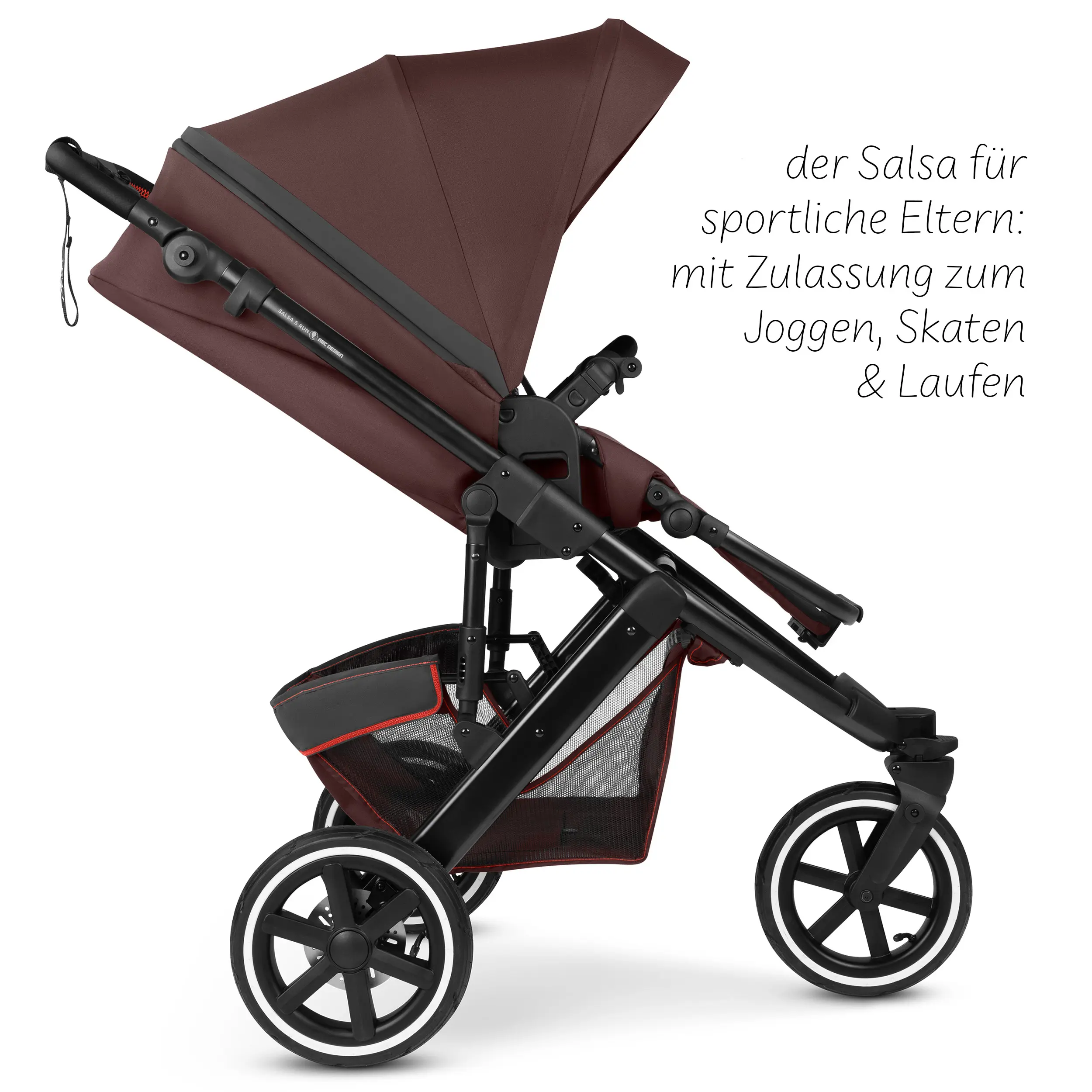 Poussette combinée Salsa 5 Run avec sac à langer, ombrelle, habillage pluie, porte-gobelet - Umbra