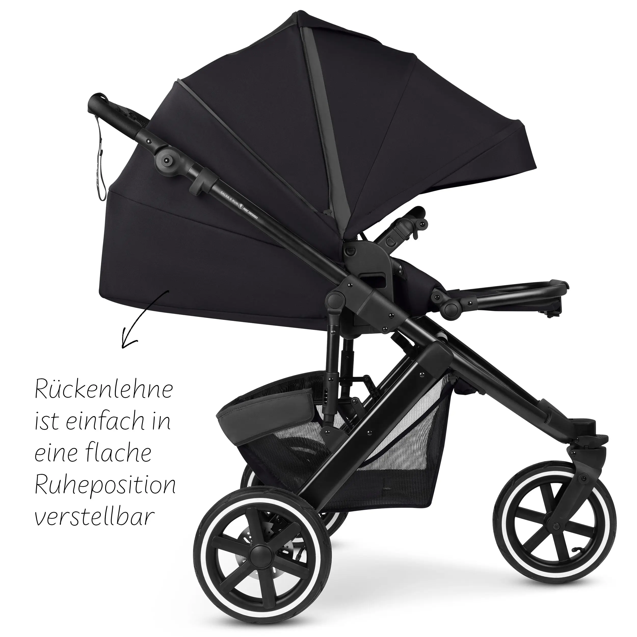 Poussette combinée Salsa 5 Run avec sac à langer, ombrelle, habillage pluie, porte-gobelet - Coal