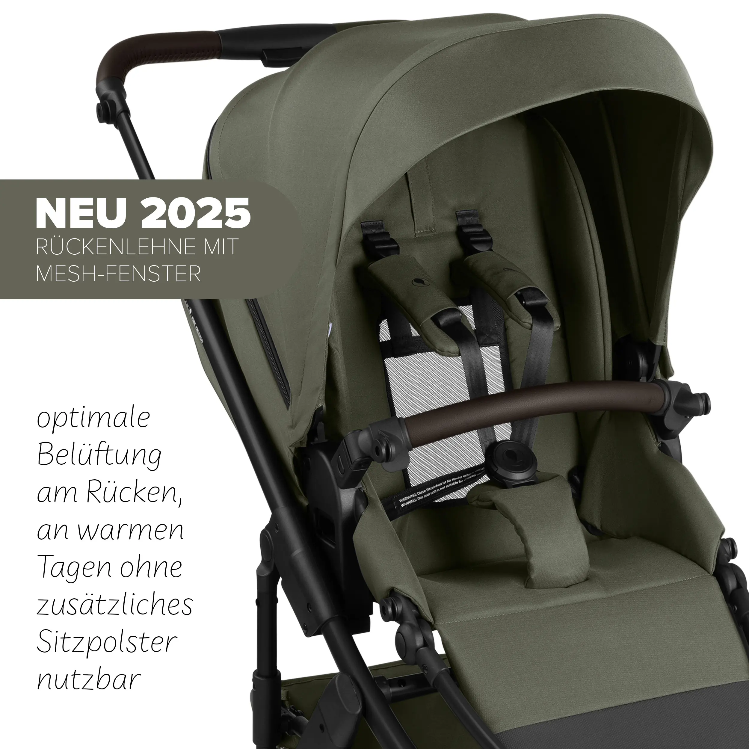 Kombi-Kinderwagen Salsa 5 Air inkl. Wickeltasche, Sonnenschirm, Regenschutz, Becherhalter - Avocado