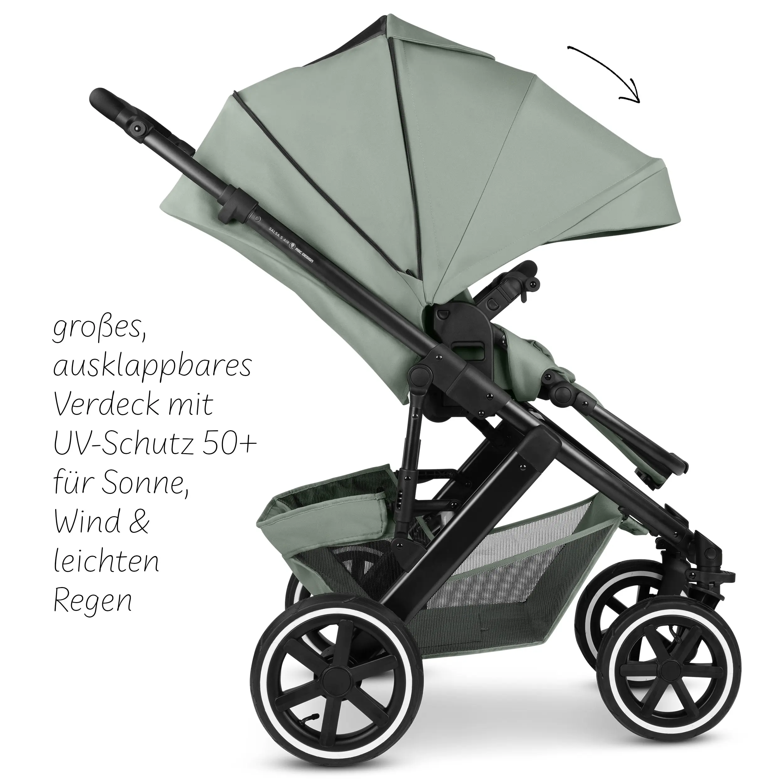 Poussette combinée Salsa 5 Air avec sac à langer, ombrelle, habillage pluie, porte-gobelet - Pine