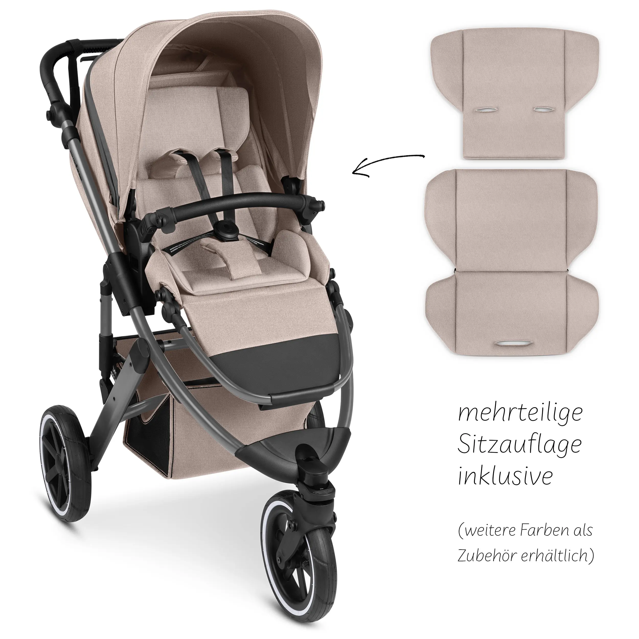 Poussette combinée Salsa 5 Run avec sac à langer, ombrelle, habillage pluie, porte-gobelet - Camel