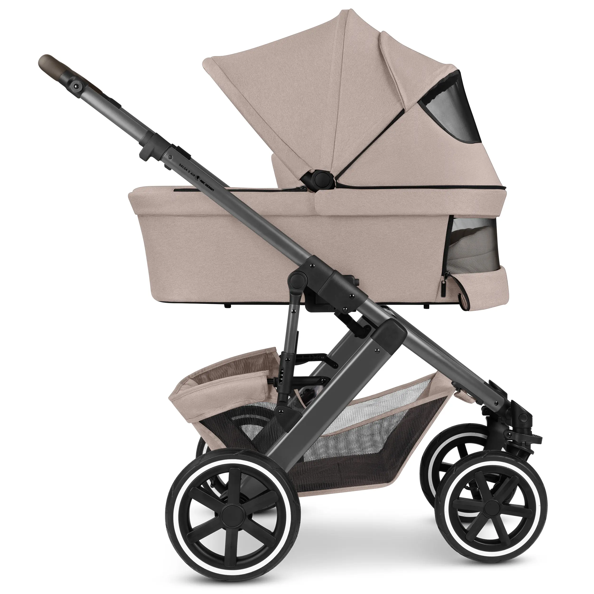 Kombi-Kinderwagen Salsa 5 Air inkl. Wickeltasche, Sonnenschirm, Regenschutz, Becherhalter - Camel