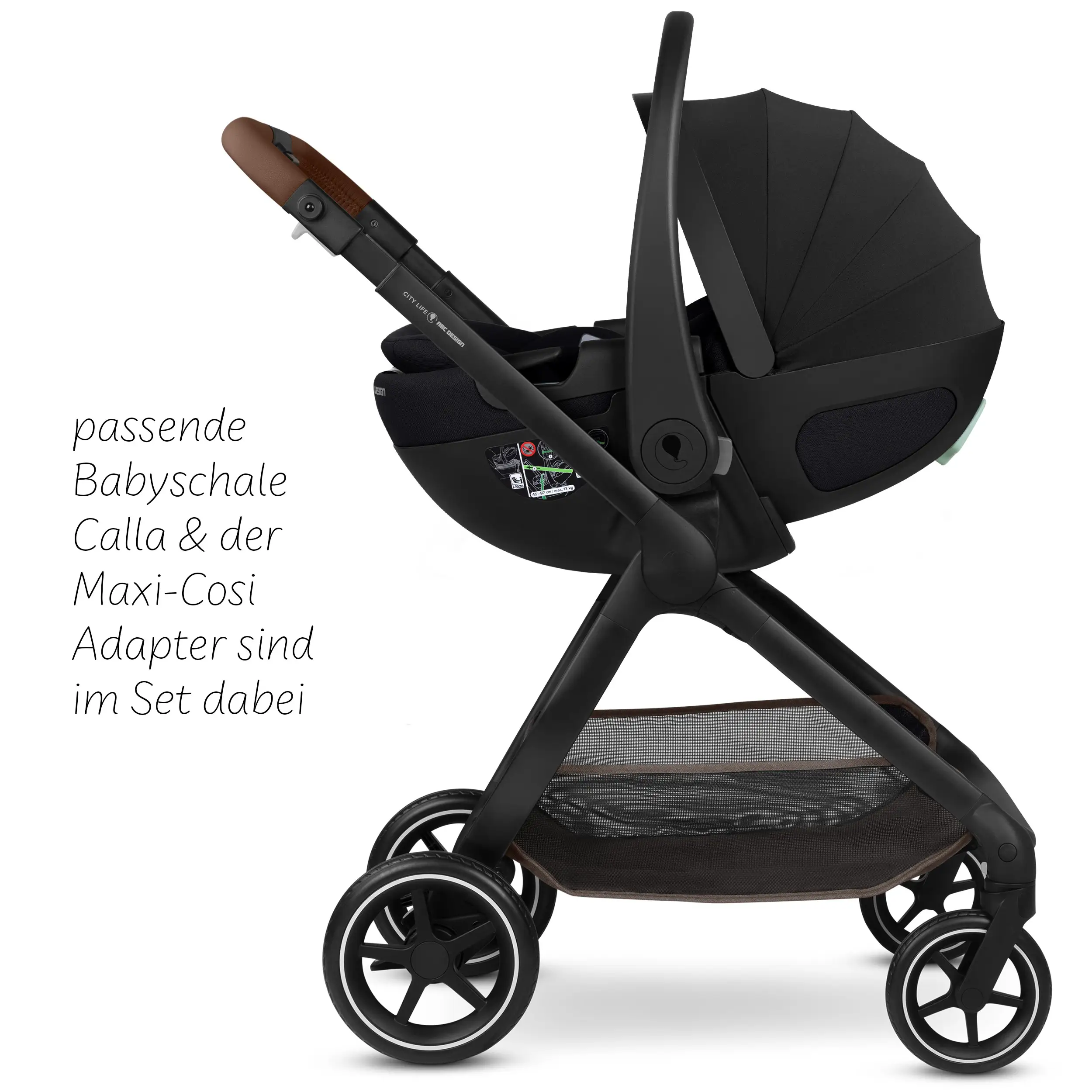 4in1-Kinderwagen-Set City Life inkl. Babyschale Calla mit Liegefunktion - Nature