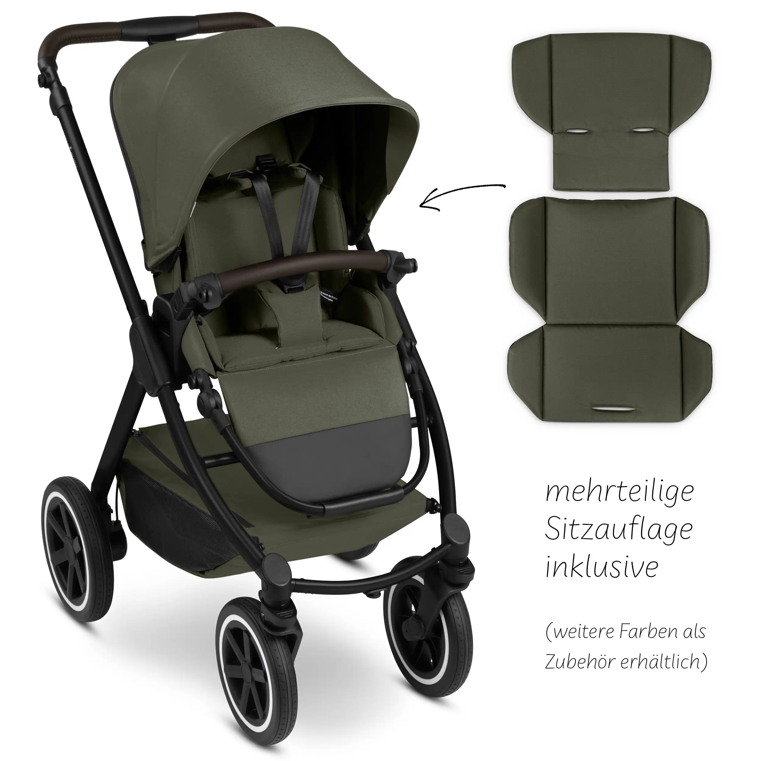 4in1-Kinderwagen-Set Samba 2 inkl. Babyschale Calla mit Liegefunktion - Avocado