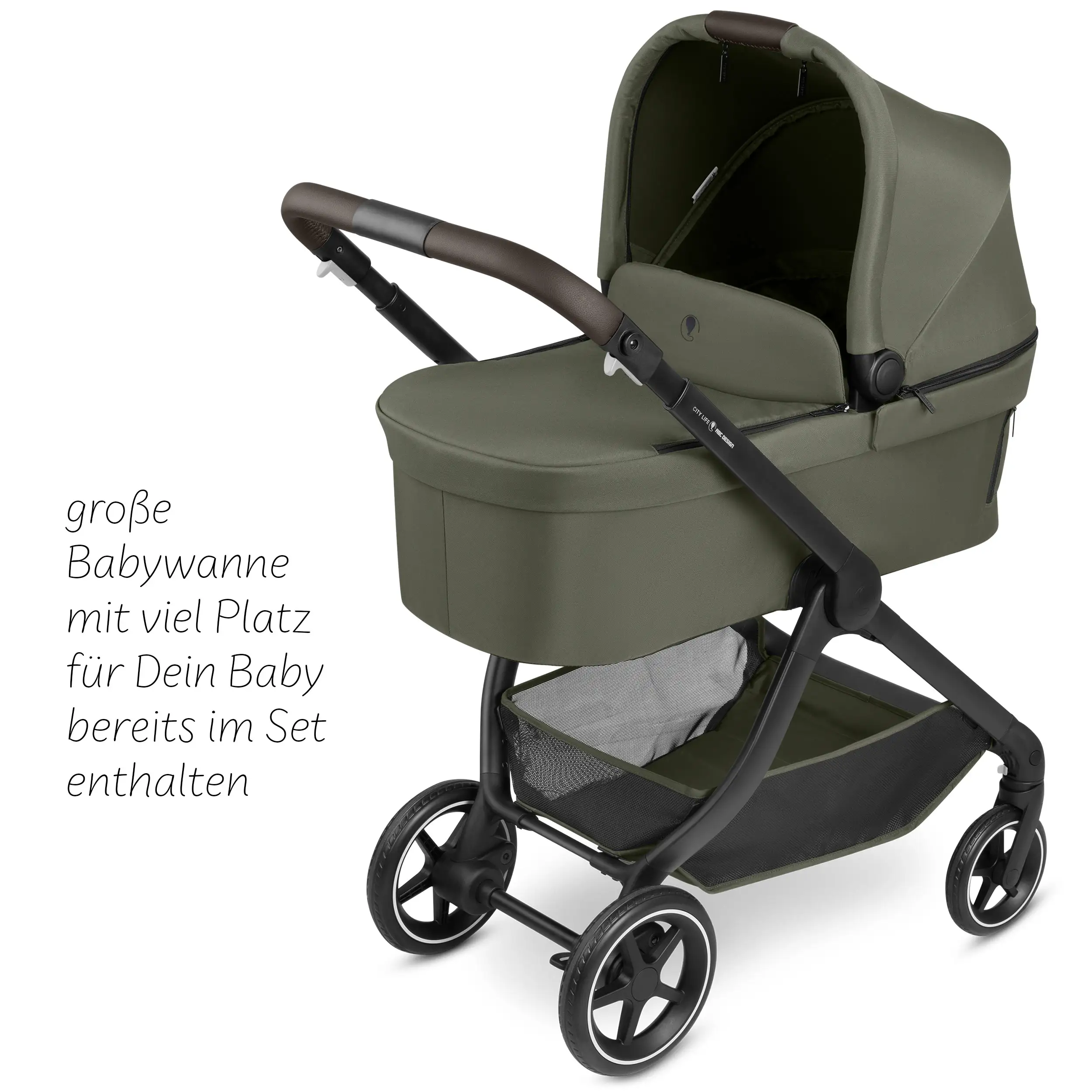 3in1 Stroller Set City Life incl. Calla lie-flat infant car seat - Avocado