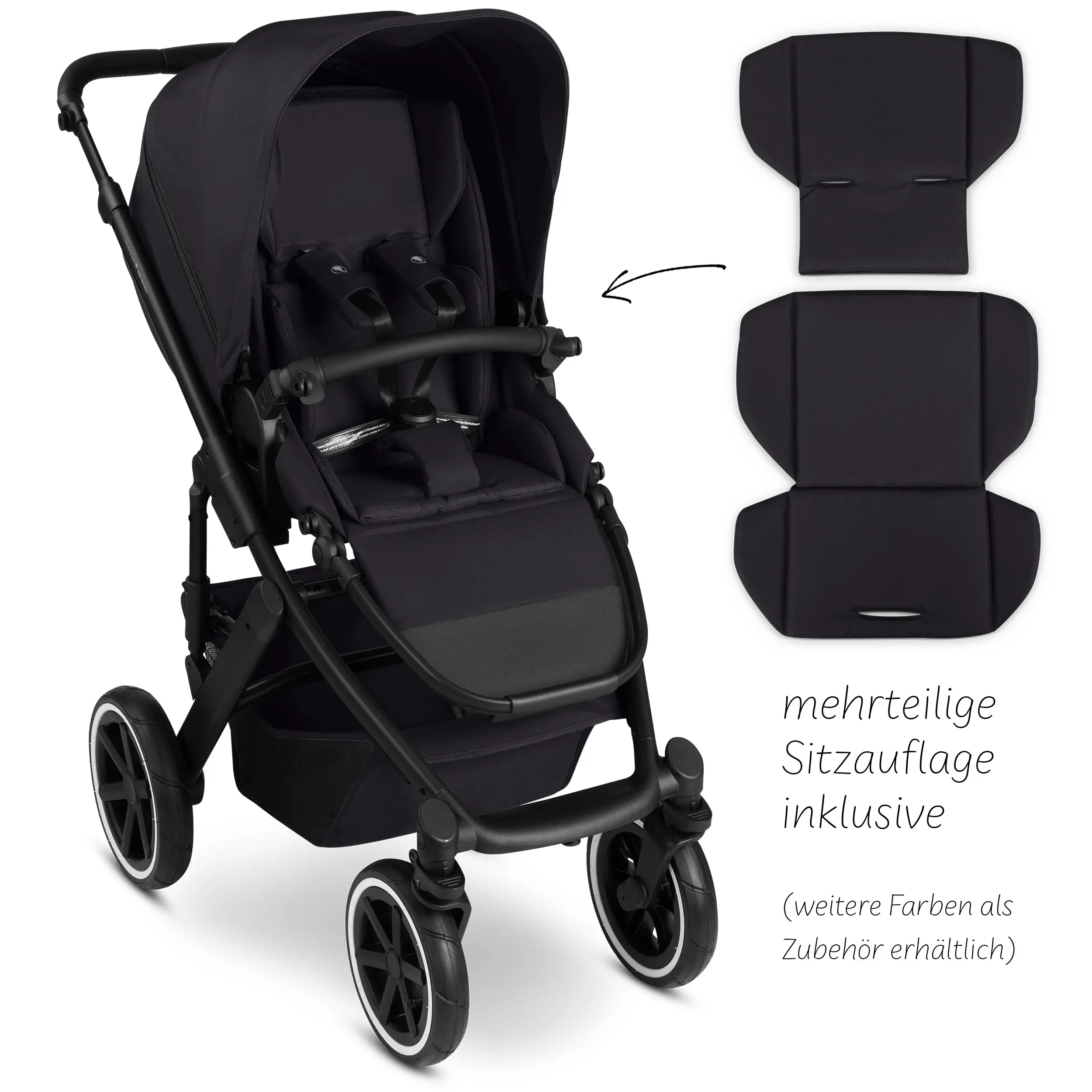 Kombi-Kinderwagen Salsa 5 Air inkl. Wickeltasche, Sonnenschirm, Regenschutz, Becherhalter - Coal