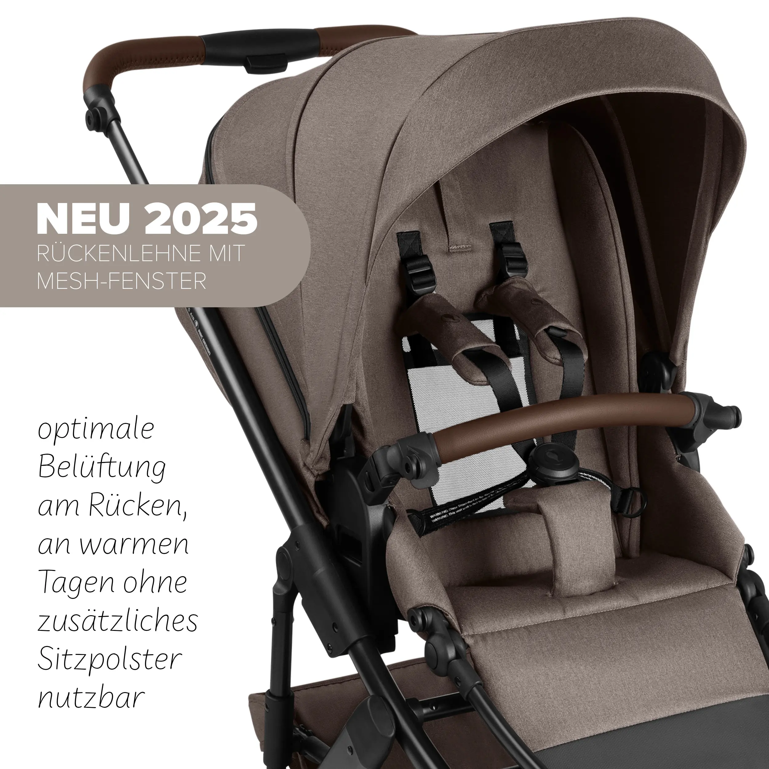 Kombi-Kinderwagen Salsa 5 Air inkl. Wickeltasche, Sonnenschirm, Regenschutz, Becherhalter - Nature