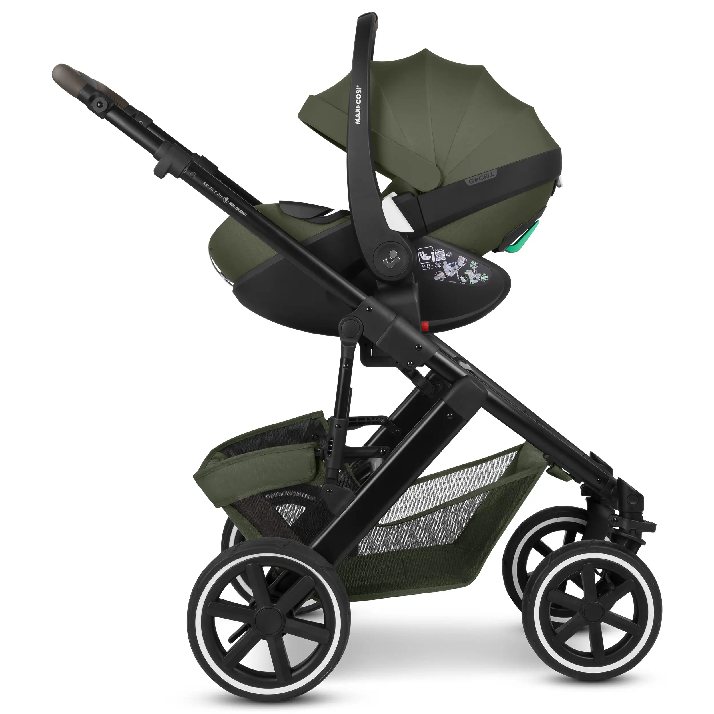 set de cochecito 3 en 1 Salsa 5 Air con silla de coche para niños Maxi Cosi Pebble 360 Pro 2 - Aguacate