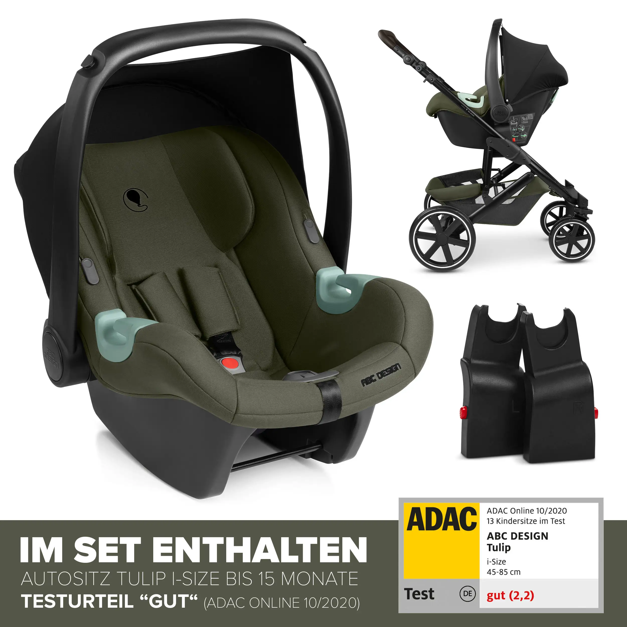 4in1-Kinderwagen-Set Sierra inkl. Isofix Base - Pea