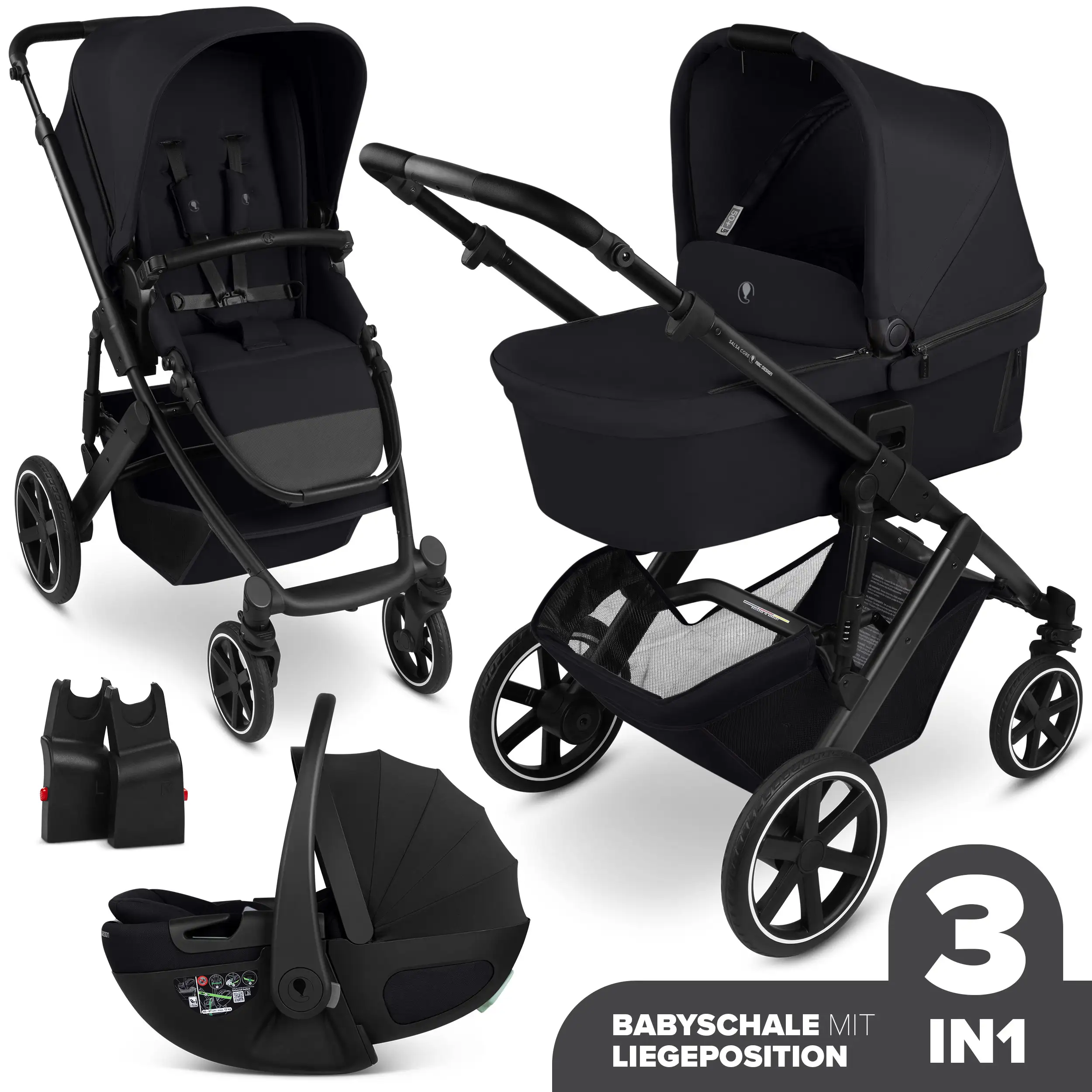 3in1 Kinderwagen-Set Salsa Core inkl. Babyschale Calla mit Liegefunktion - Ink