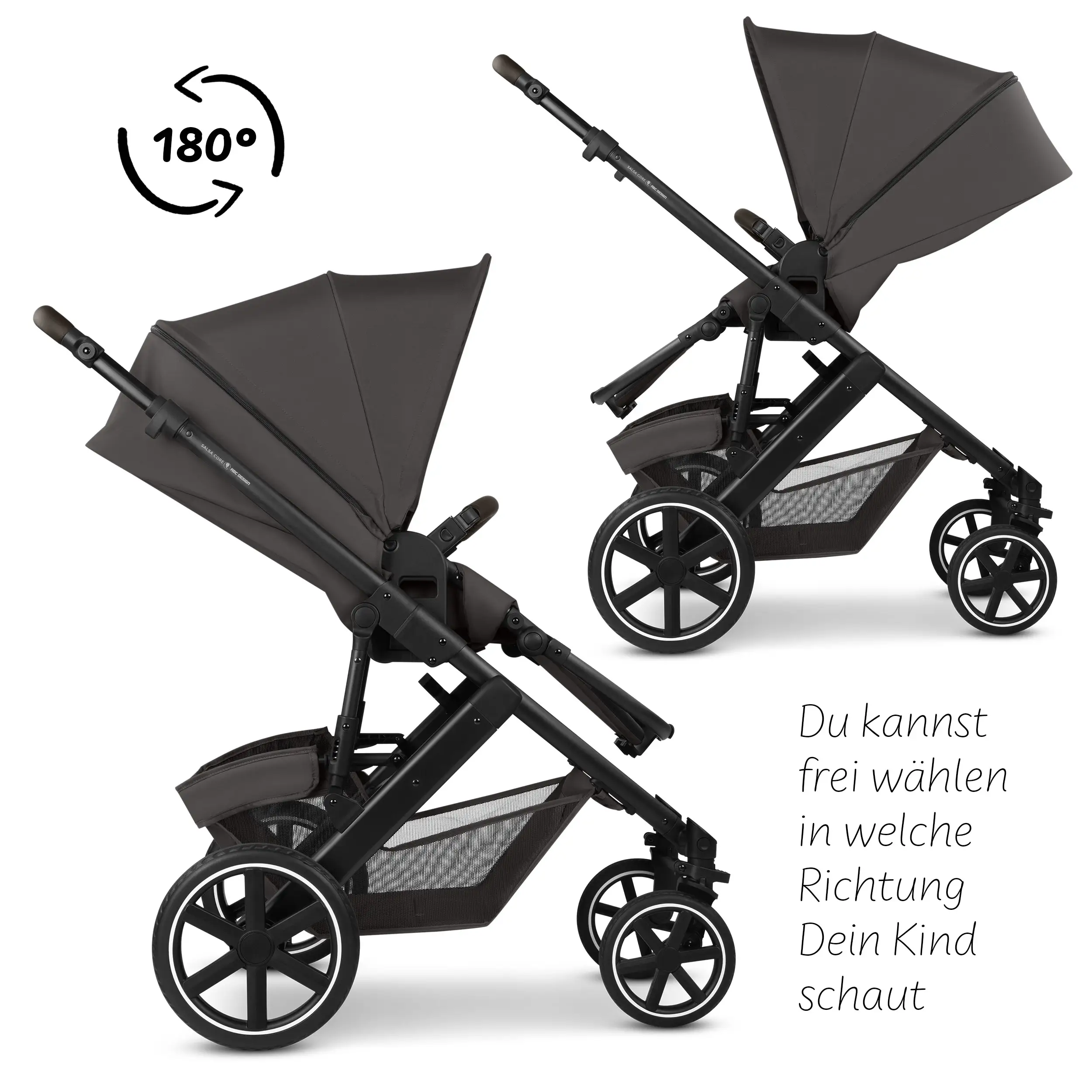 4in1 Kinderwagen-Set Salsa Core inkl. Babyschale Calla mit Liegefunktion & Isofix Base Root - Falcon