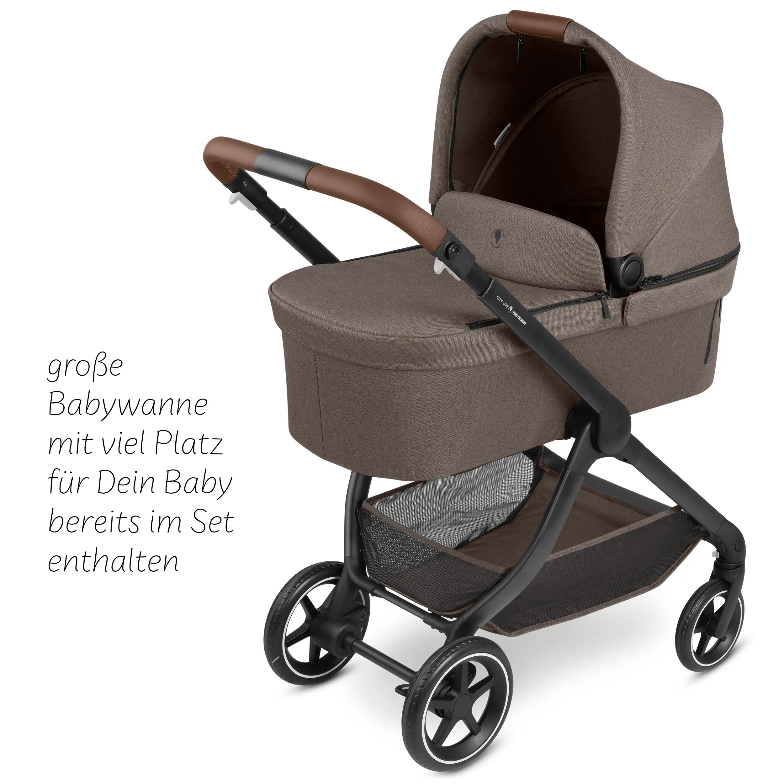 3in1 Kinderwagen-Set City Life inkl. Babyschale Maxi Cosi Pebble 360 Pro 2 - Nature