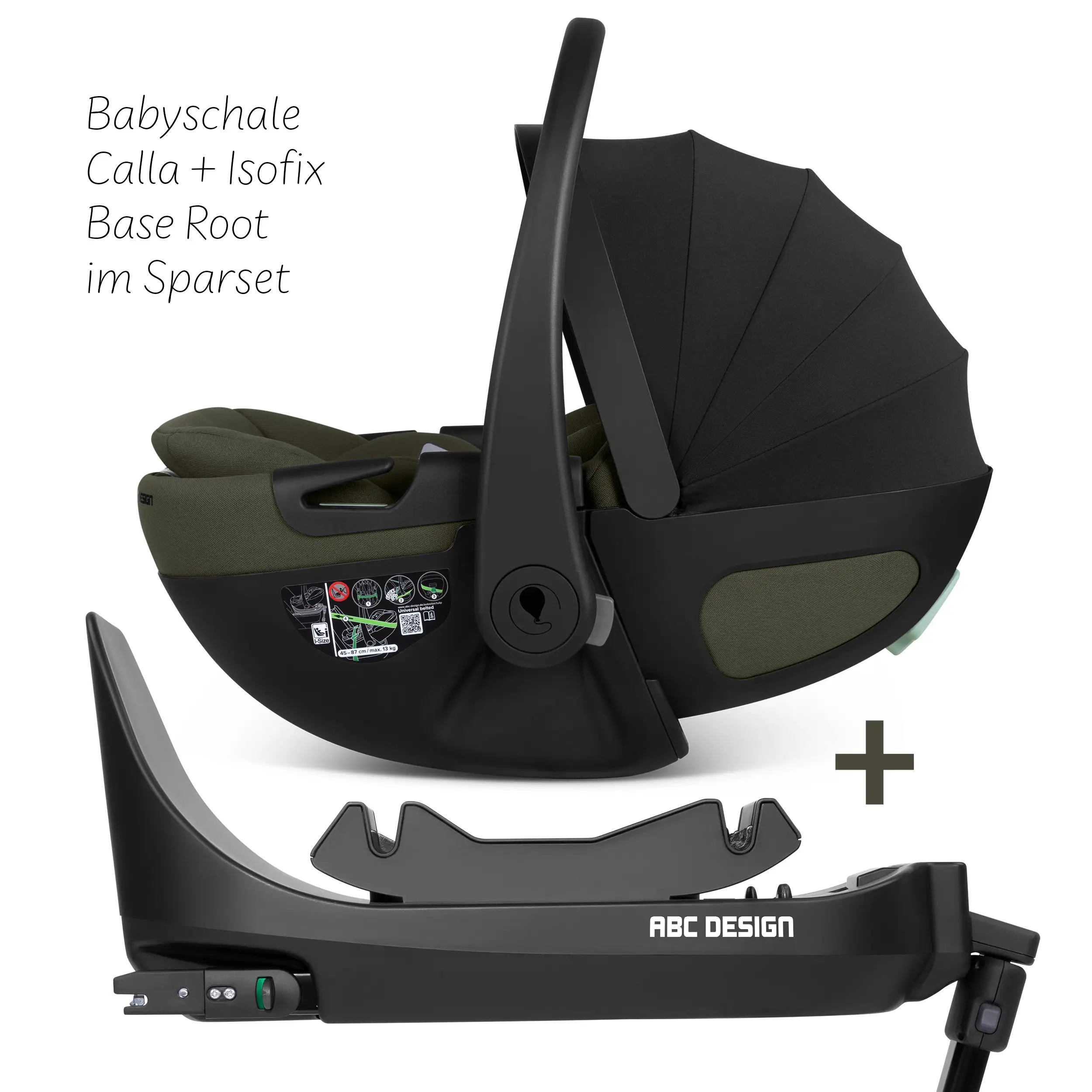 Babyschale mit Liegefunktion Calla i-Size inkl. drehbarer Isofix Base Root- Olive