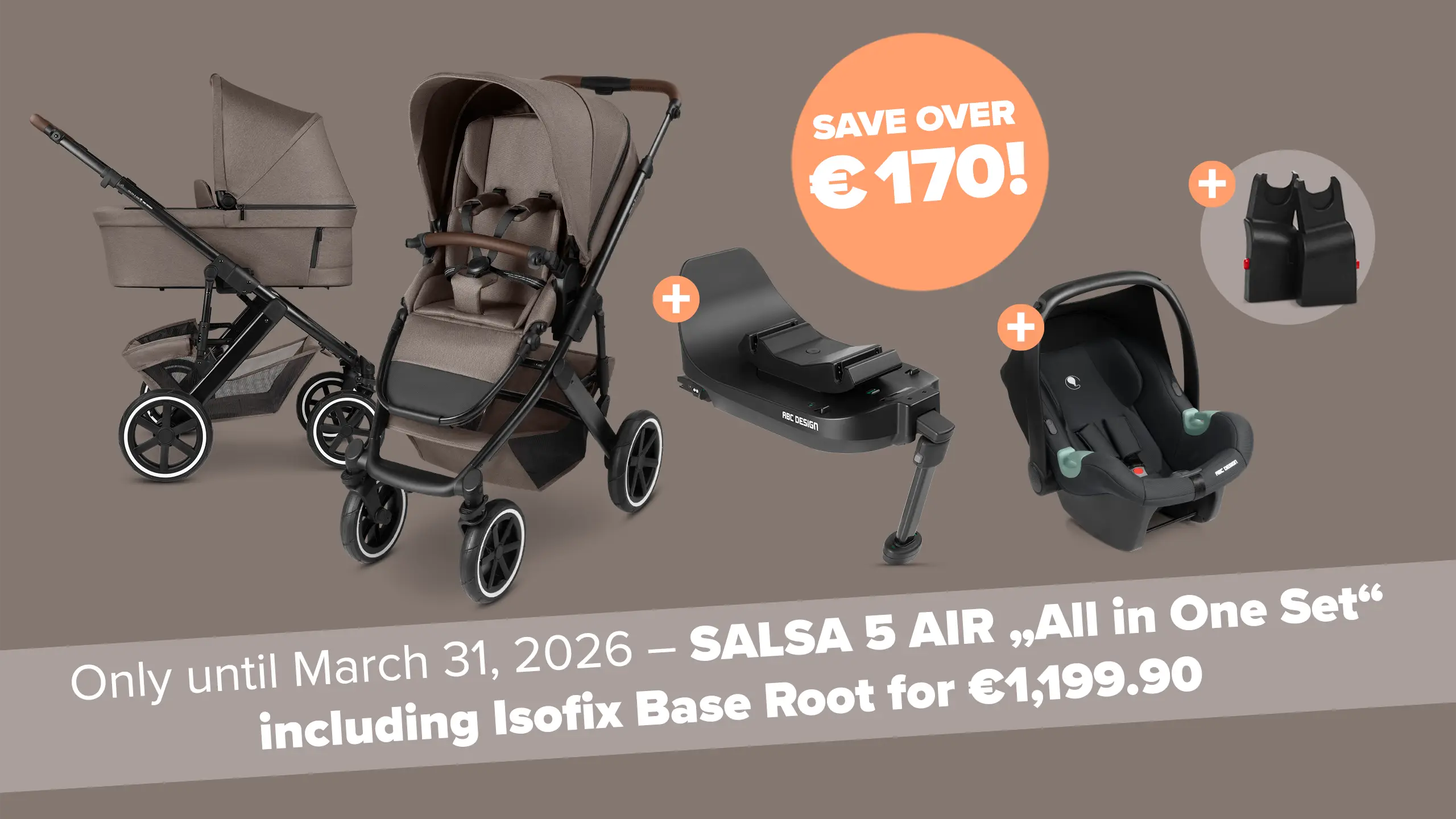 4in1 Stroller set Salsa 5 Air incl. Isofix Base - Nature