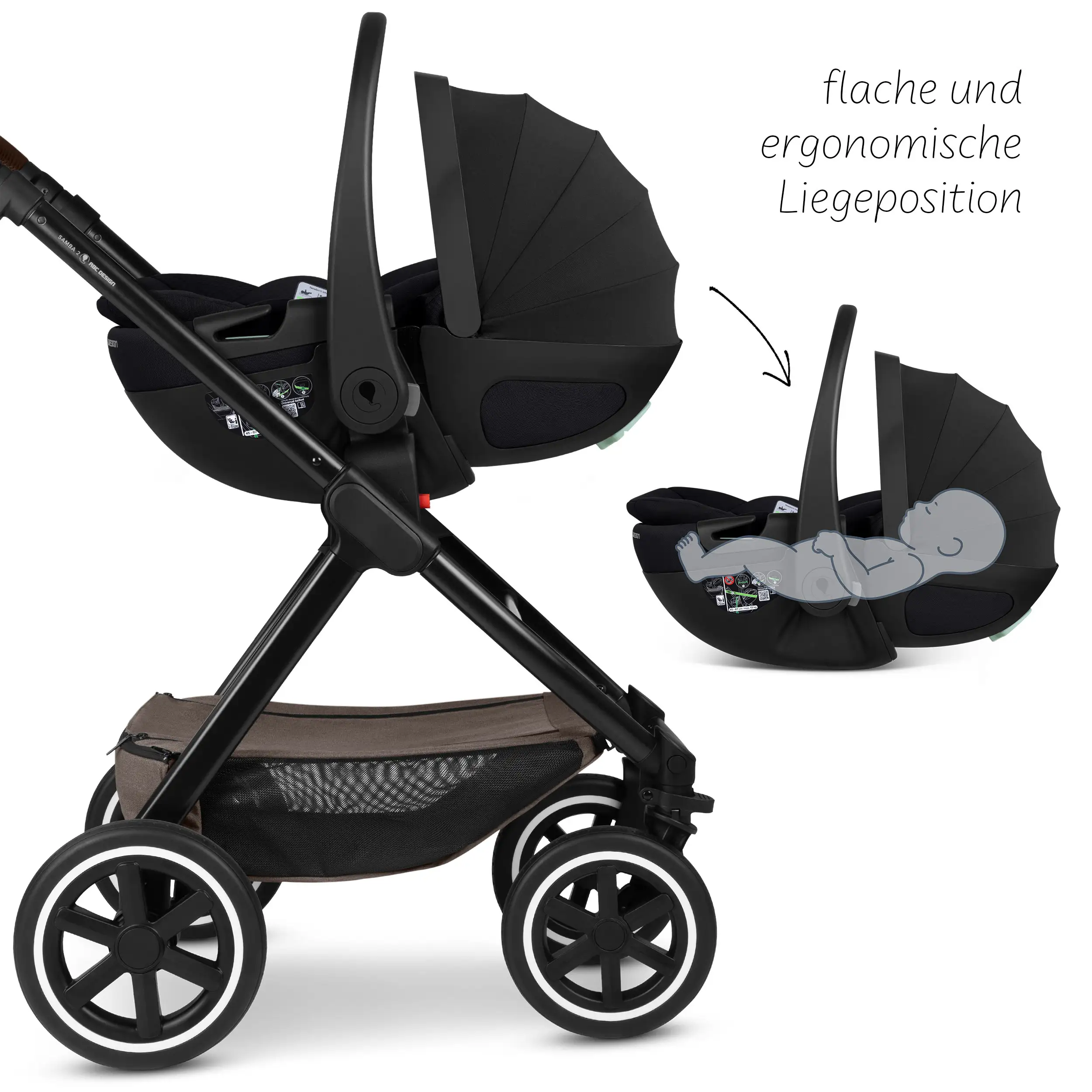Travel system Samba 2 incl. Calla lie-flat infant car seat - Nature
