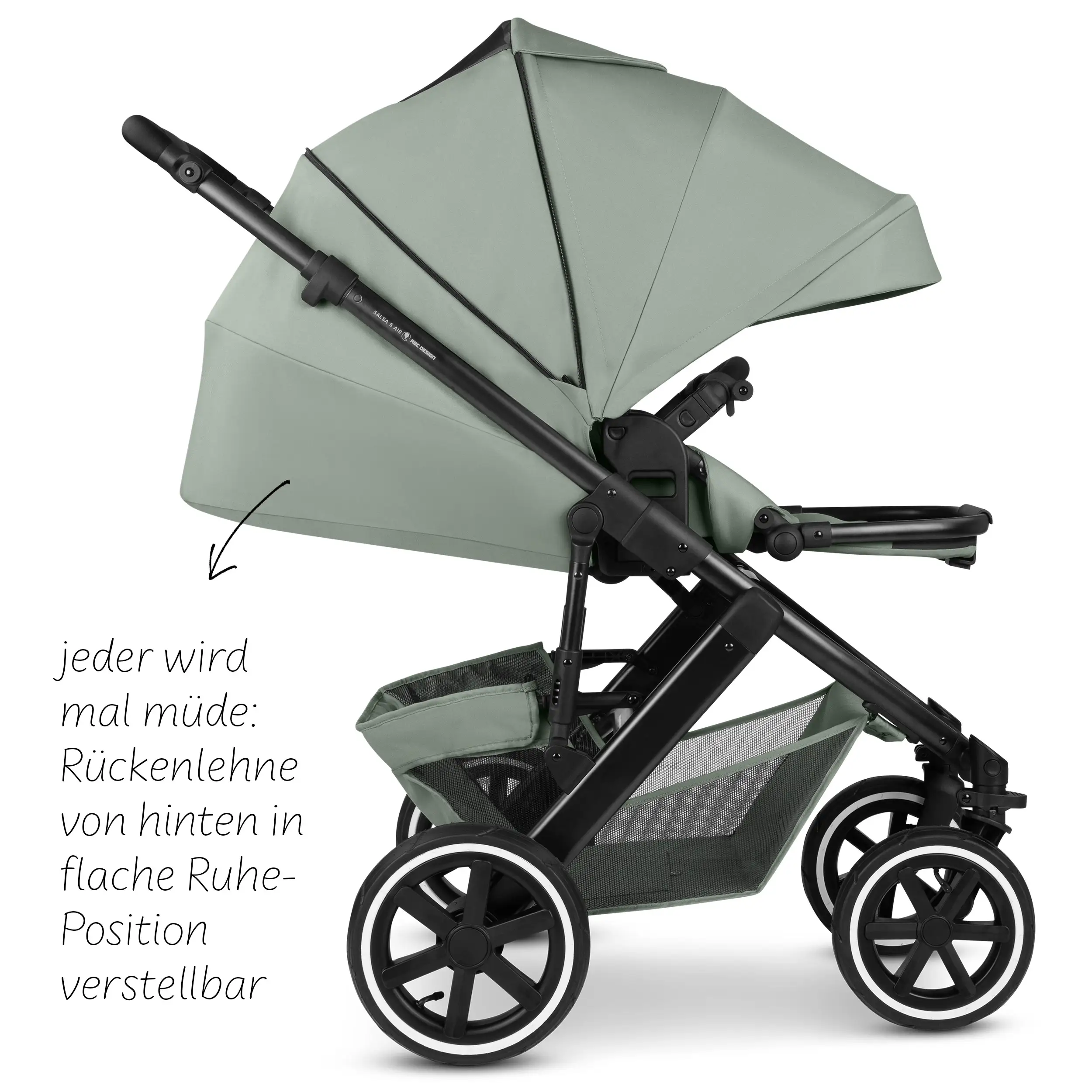 Kombi-Kinderwagen Salsa 5 Air  inkl. Wickeltasche Urban, Moskitonetz, Regenschutz - Pine