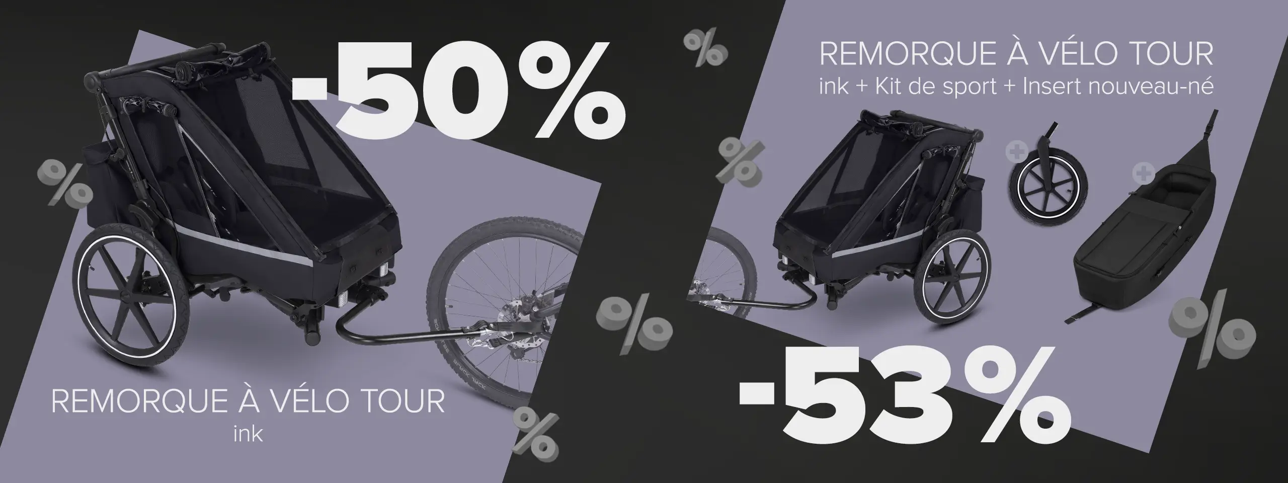 Remorque vélo Tour « Ink » – pack promotionnel