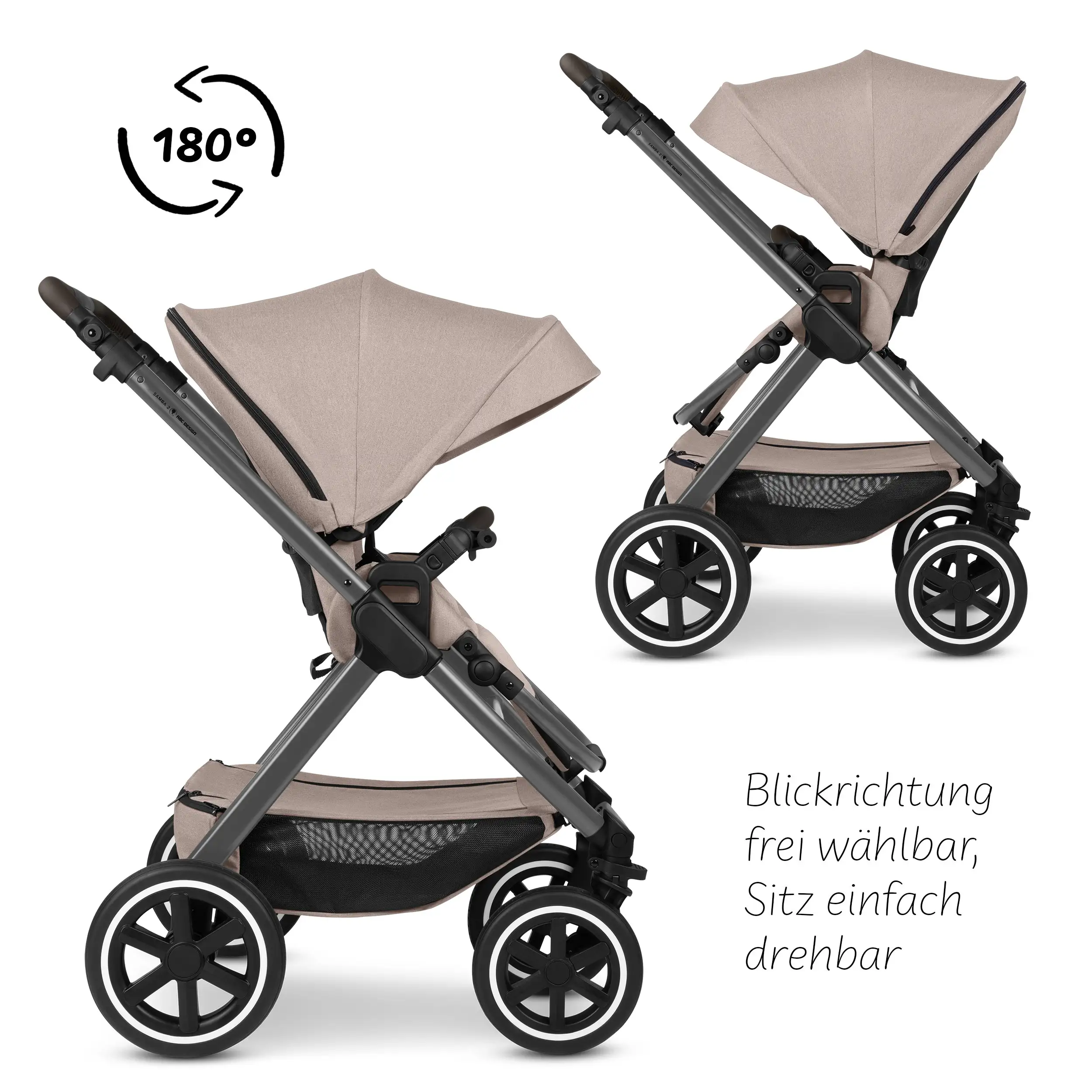 3in1-Kinderwagen-Set Samba 2 inkl. Babyschale Calla mit Liegefunktion - Camel