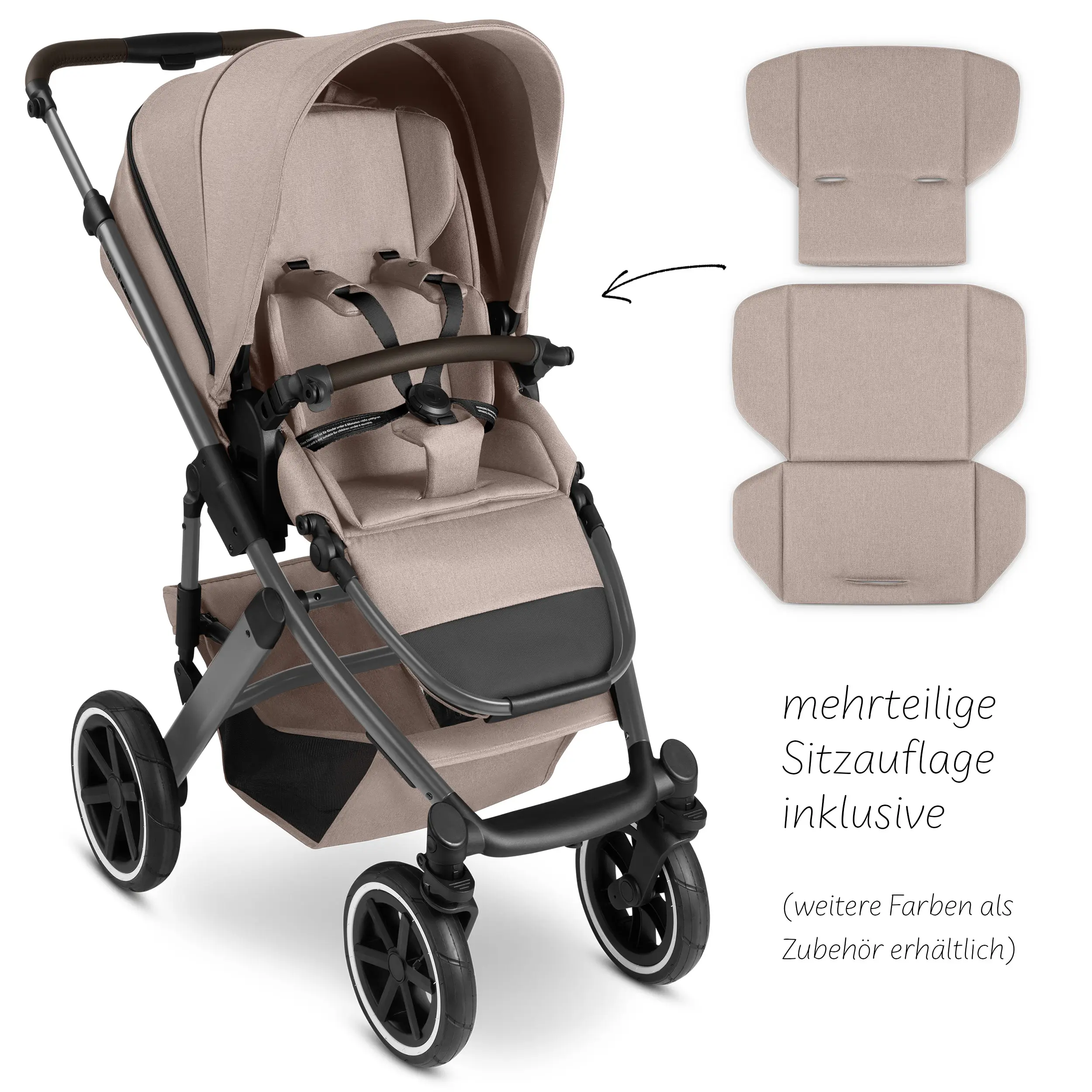 Kombi-Kinderwagen Salsa 5 Air inkl. Wickeltasche, Sonnenschirm, Regenschutz, Becherhalter - Camel
