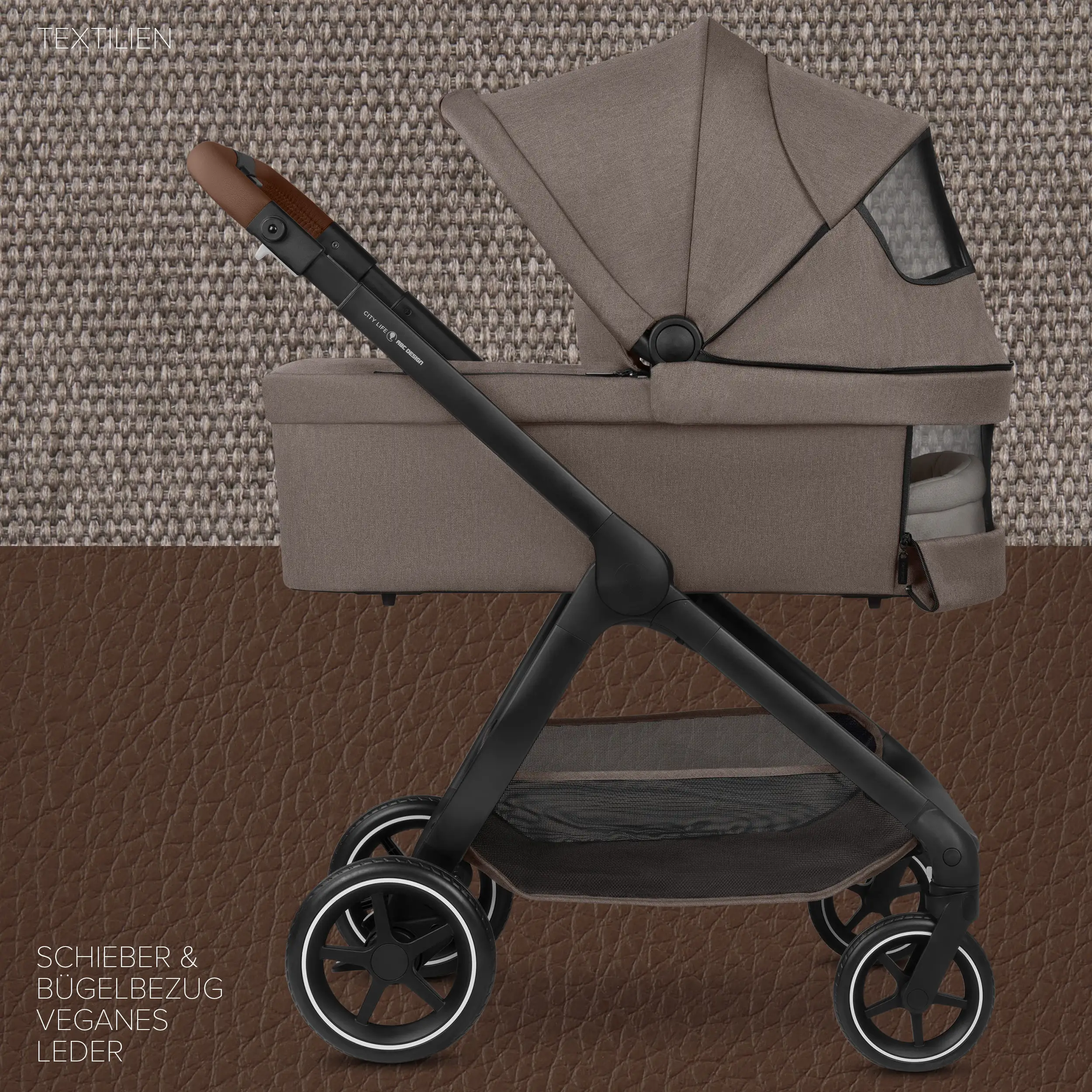 3in1 Kinderwagen-Set City Life inkl. Babyschale Maxi Cosi Pebble 360 Pro 2 - Nature