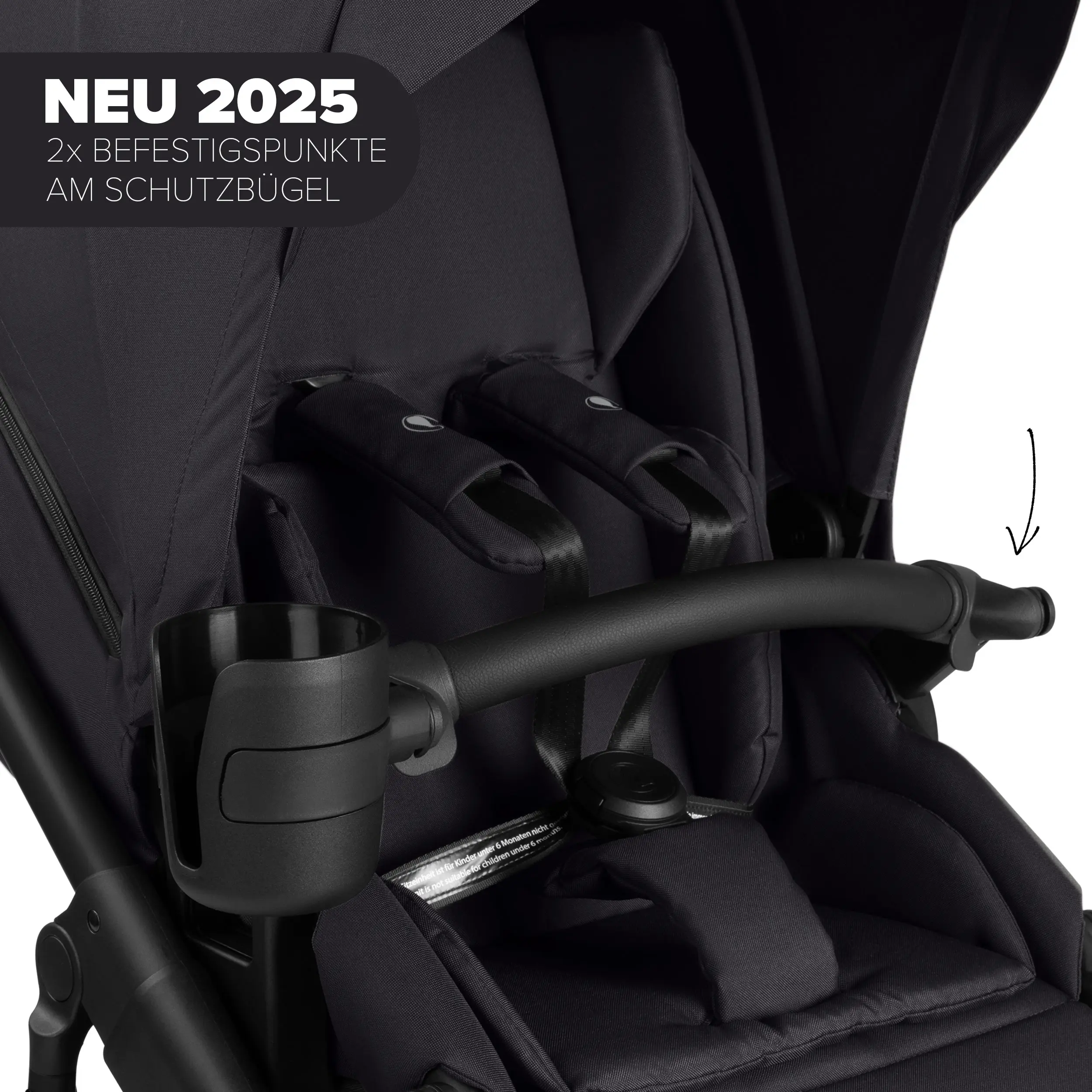 Kombi-Kinderwagen Salsa 5 Air inkl. Wickeltasche, Sonnenschirm, Regenschutz, Becherhalter - Coal