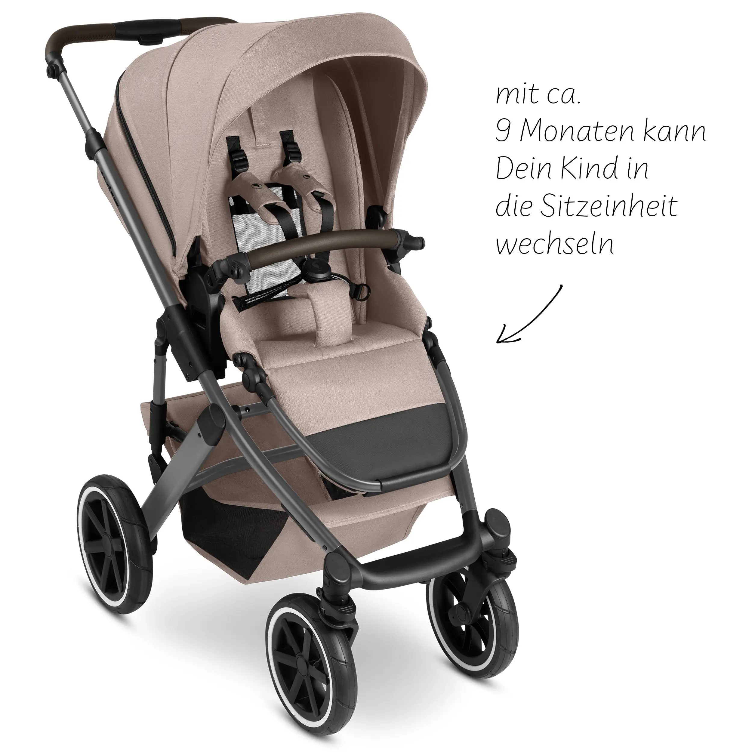Kombi-Kinderwagen Salsa 5 Air inkl. Wickeltasche, Sonnenschirm, Regenschutz, Becherhalter - Camel