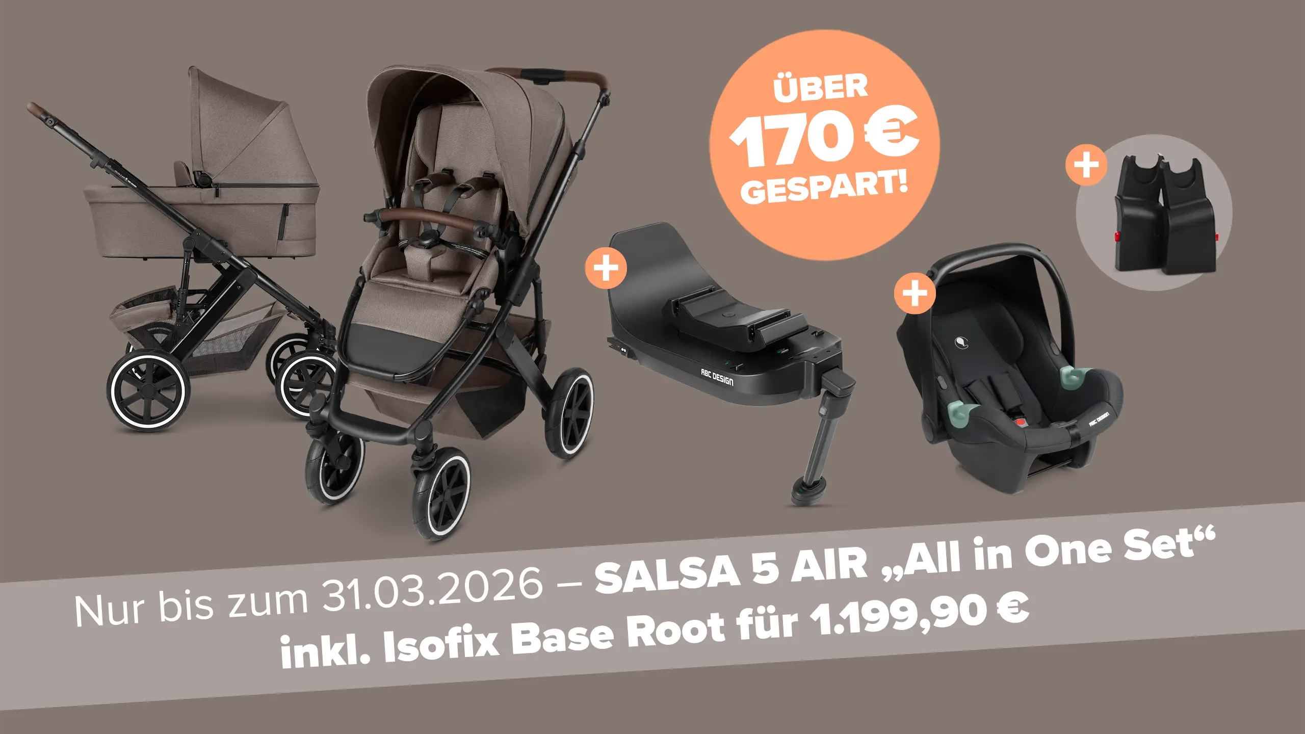 4in1 Kinderwagen-Set Salsa 5 Air inkl. Isofix Base - Nature
