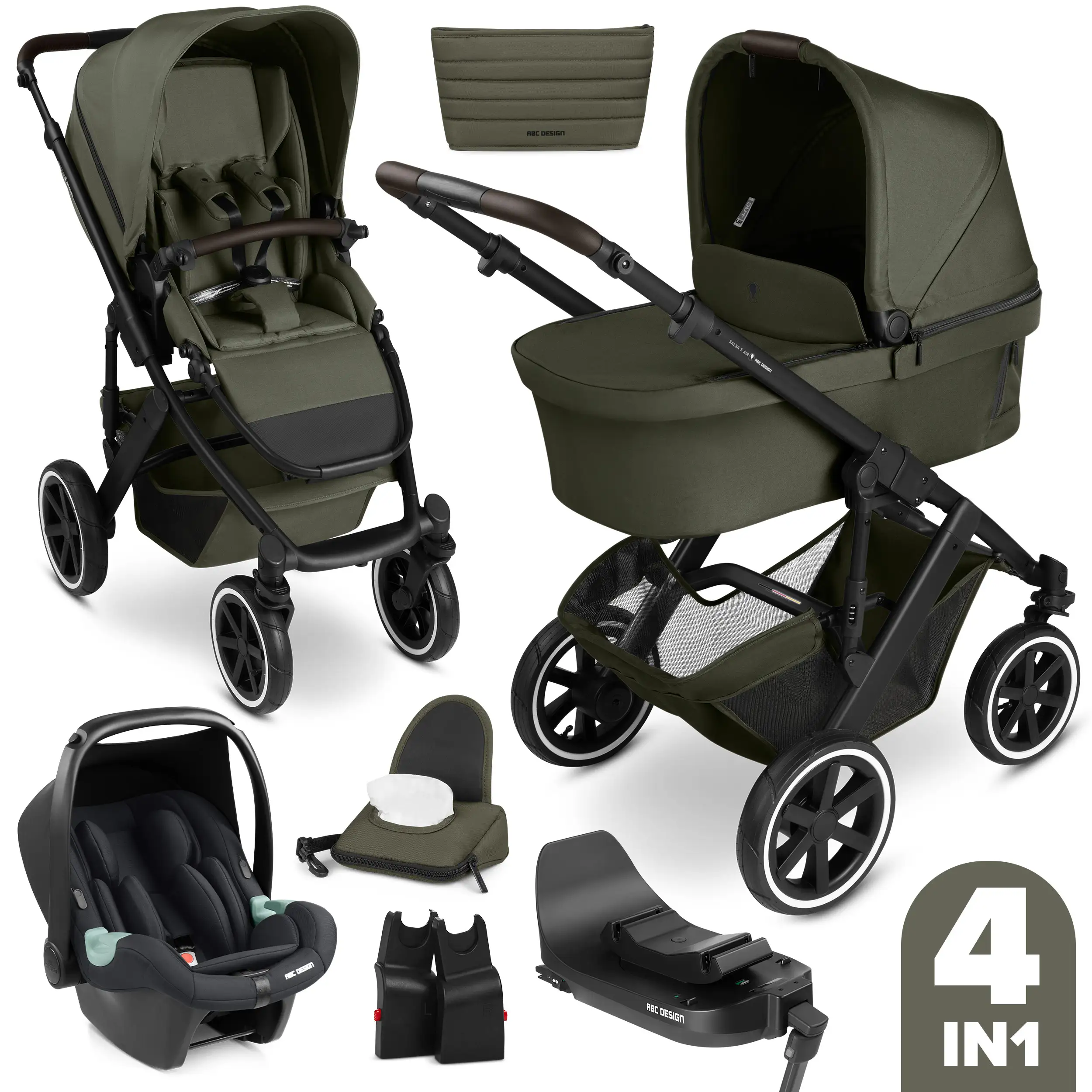 4in1 Kinderwagen-Set Salsa 5 Air inkl. Isofix Base - Avocado 4in1 Kinderwagen-Set Salsa 5 Air inkl. Isofix Base - Avocado