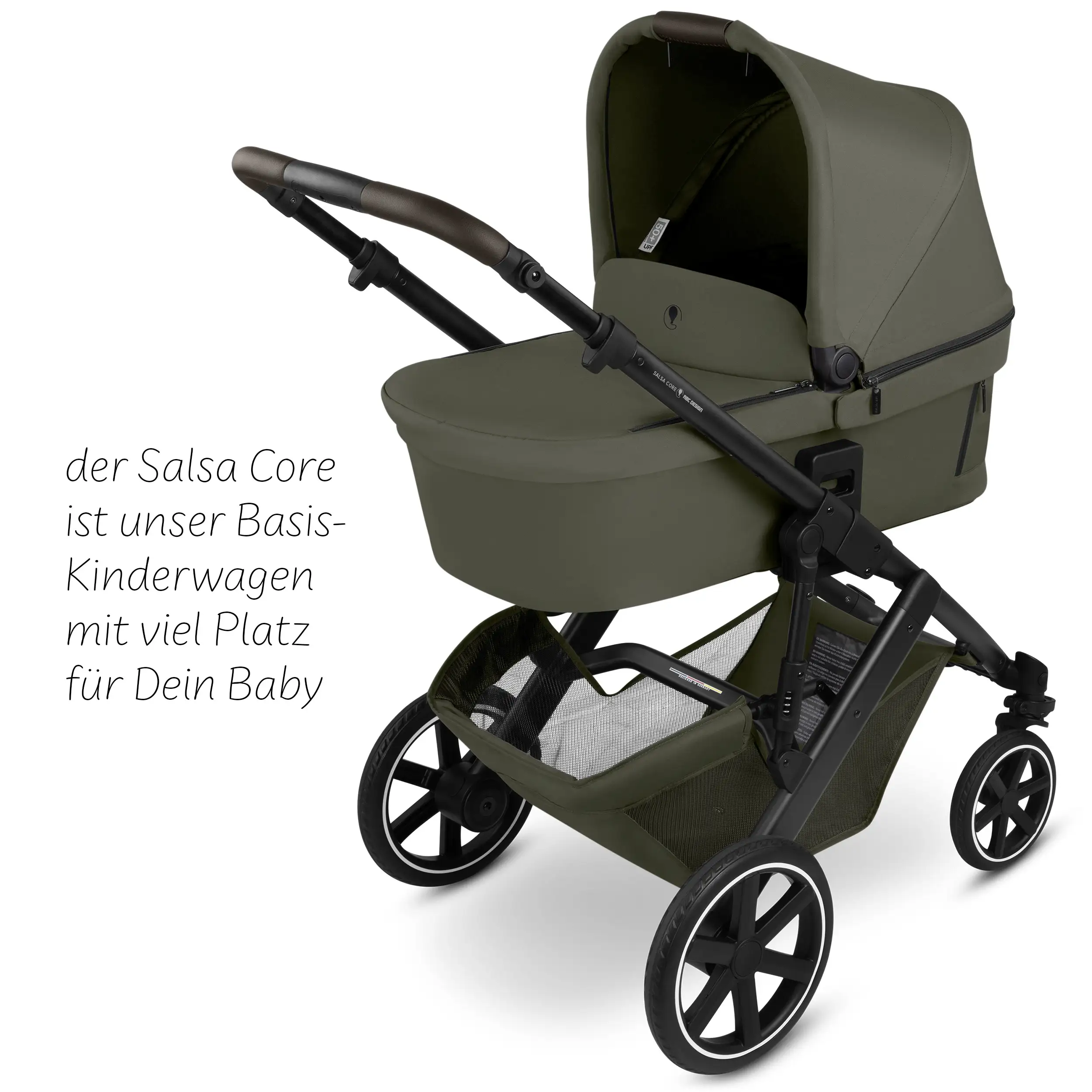 3in1 Kinderwagen-Set Salsa Core inkl. Babyschale Calla mit Liegefunktion - Olive