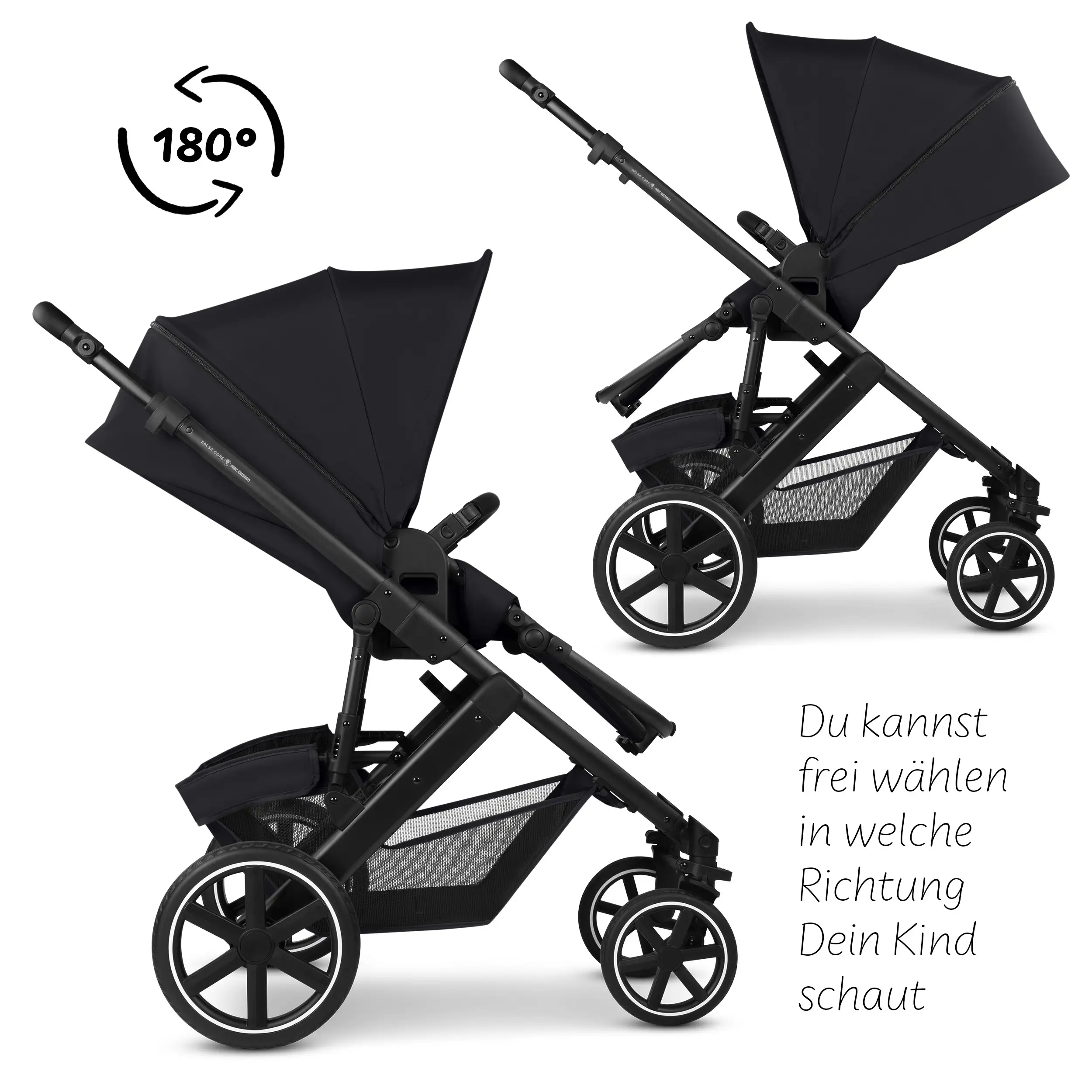 4in1 Kinderwagen-Set Salsa Core inkl. Babyschale Calla mit Liegefunktion & Isofix Base Root - Ink