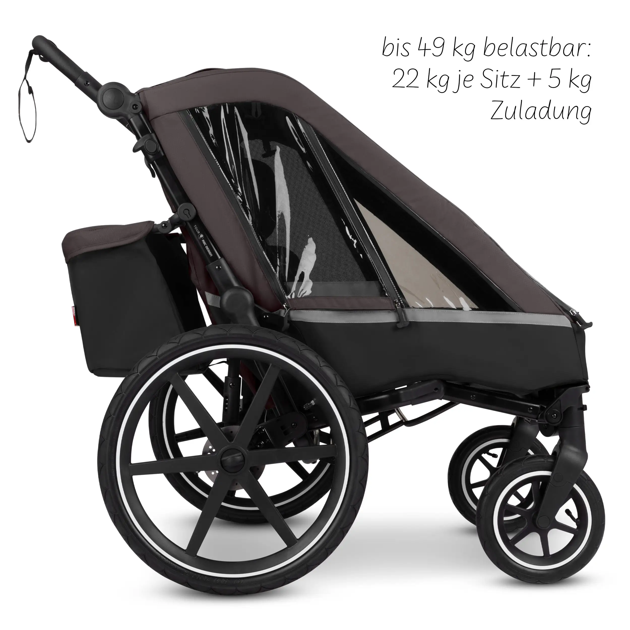 Fahrradanhänger Tour 2 mit 2 Komfortsitzen & Lufträdern - Falcon