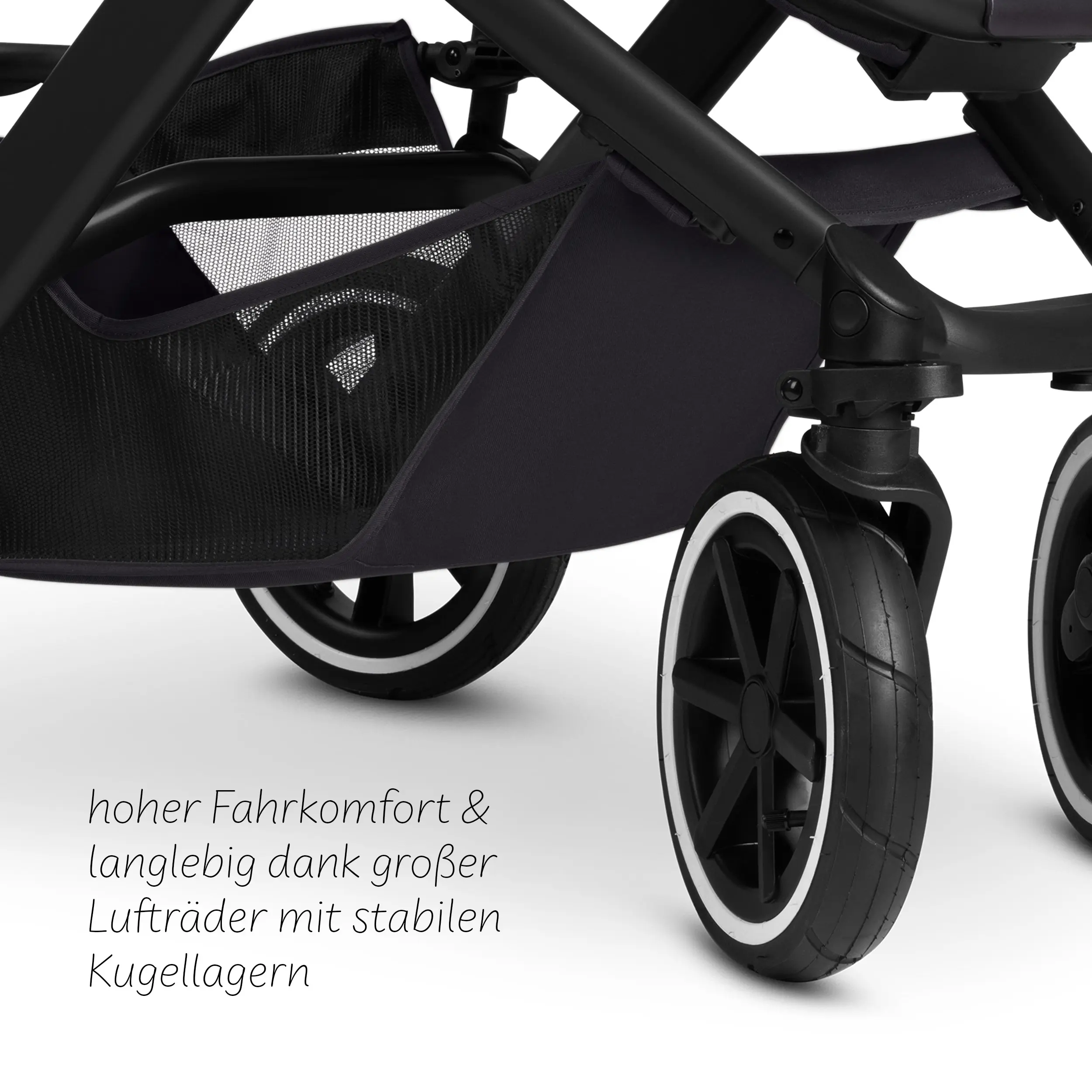 Kombi-Kinderwagen Salsa 5 Air inkl. Wickeltasche, Sonnenschirm, Regenschutz, Becherhalter - Coal