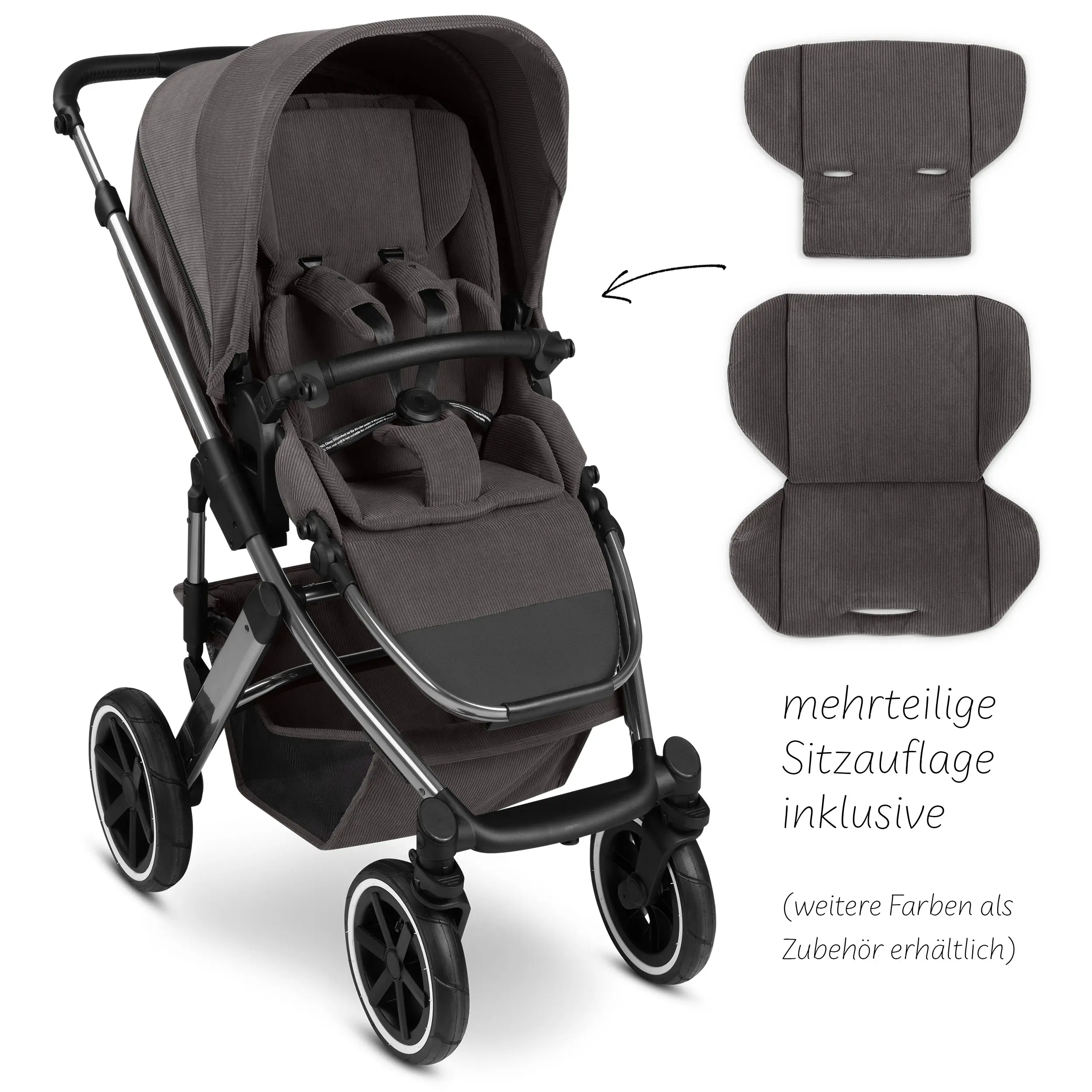 Kombi-Kinderwagen Salsa 5 Air inkl. Wickeltasche, Sonnenschirm, Regenschutz, Becherhalter - Almond