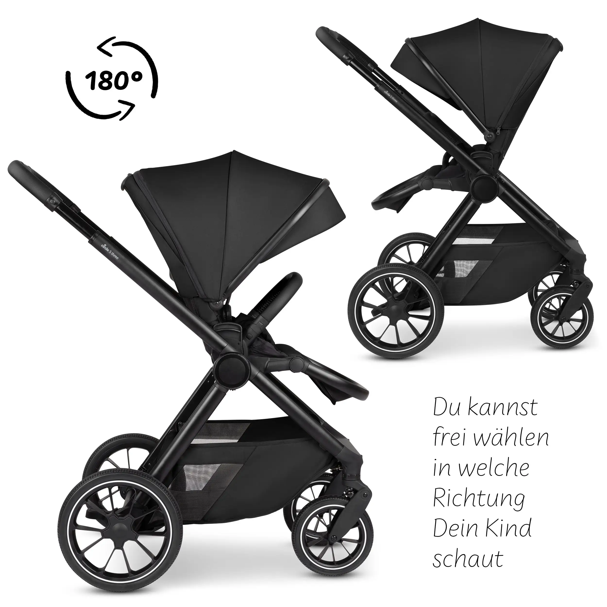 2in1 Stroller S Three - Black 2in1 Stroller S Three - Black