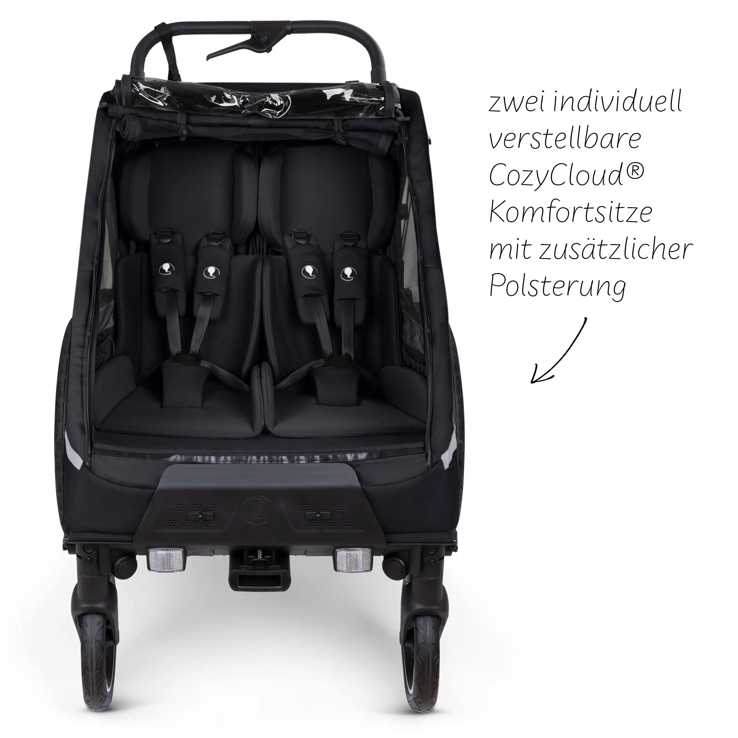 Remolque de Bicicleta de Paseo con 2 Asientos Confortables y Ruedas de Aire - Ink  Remolque de Bicicleta de Paseo con 2 Asientos Confortables y Ruedas de Aire - Ink