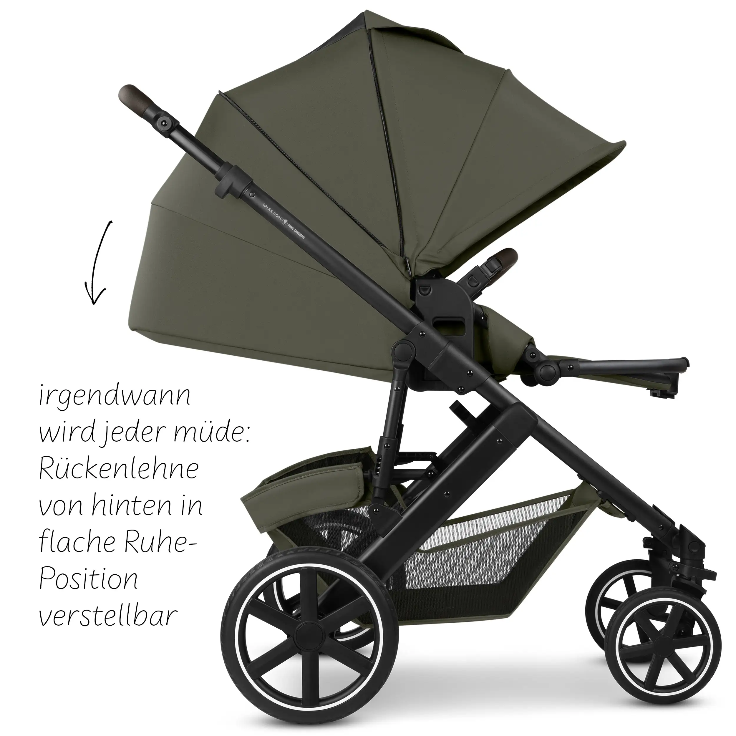 3in1 Kinderwagen-Set Salsa Core inkl. Babyschale Calla mit Liegefunktion - Olive