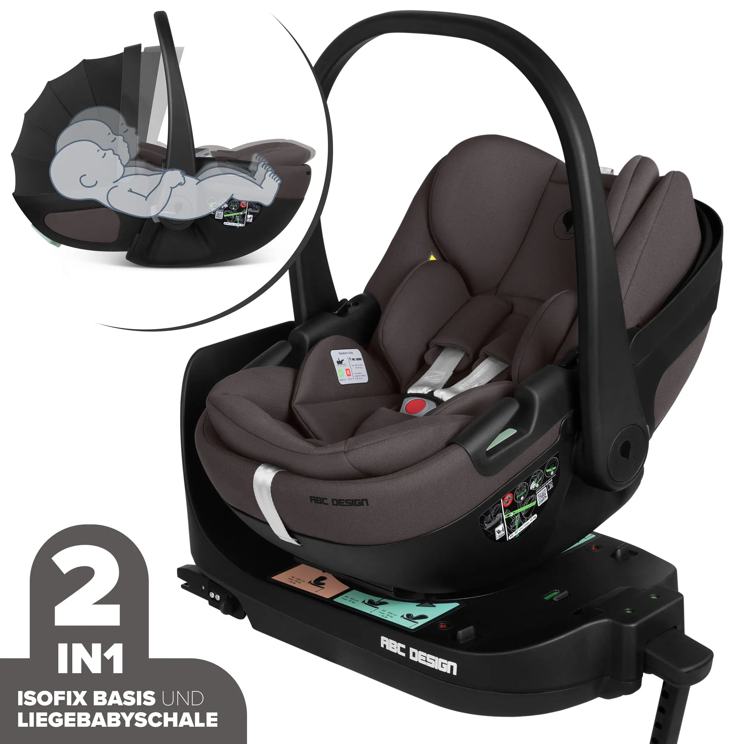 Calla i-Size lie-flat infant car seat incl. rotating ISOFIX Base Root - Falcon