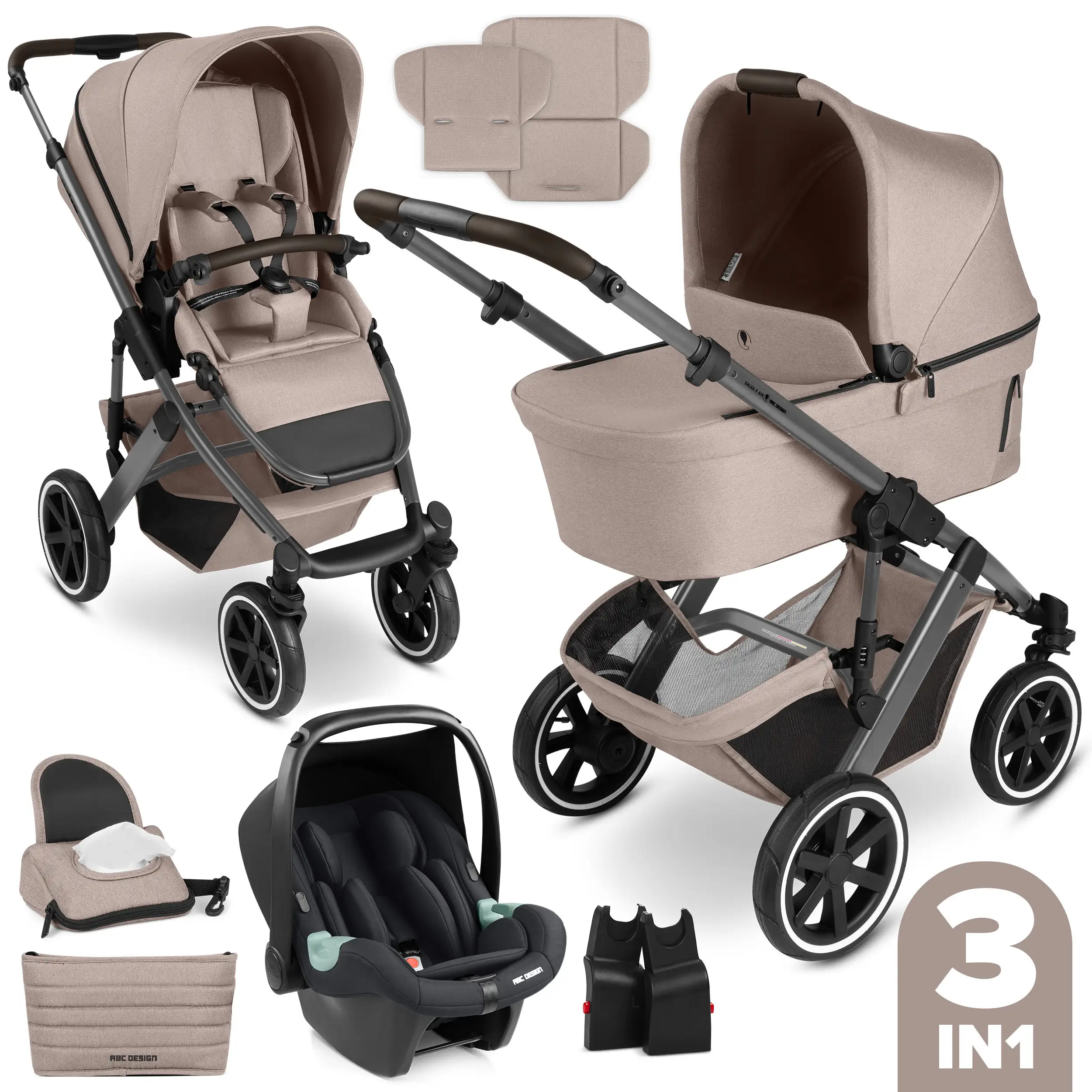 3in1-Kinderwagen-Set Salsa 5 Air - Camel 3in1-Kinderwagen-Set Salsa 5 Air - Camel