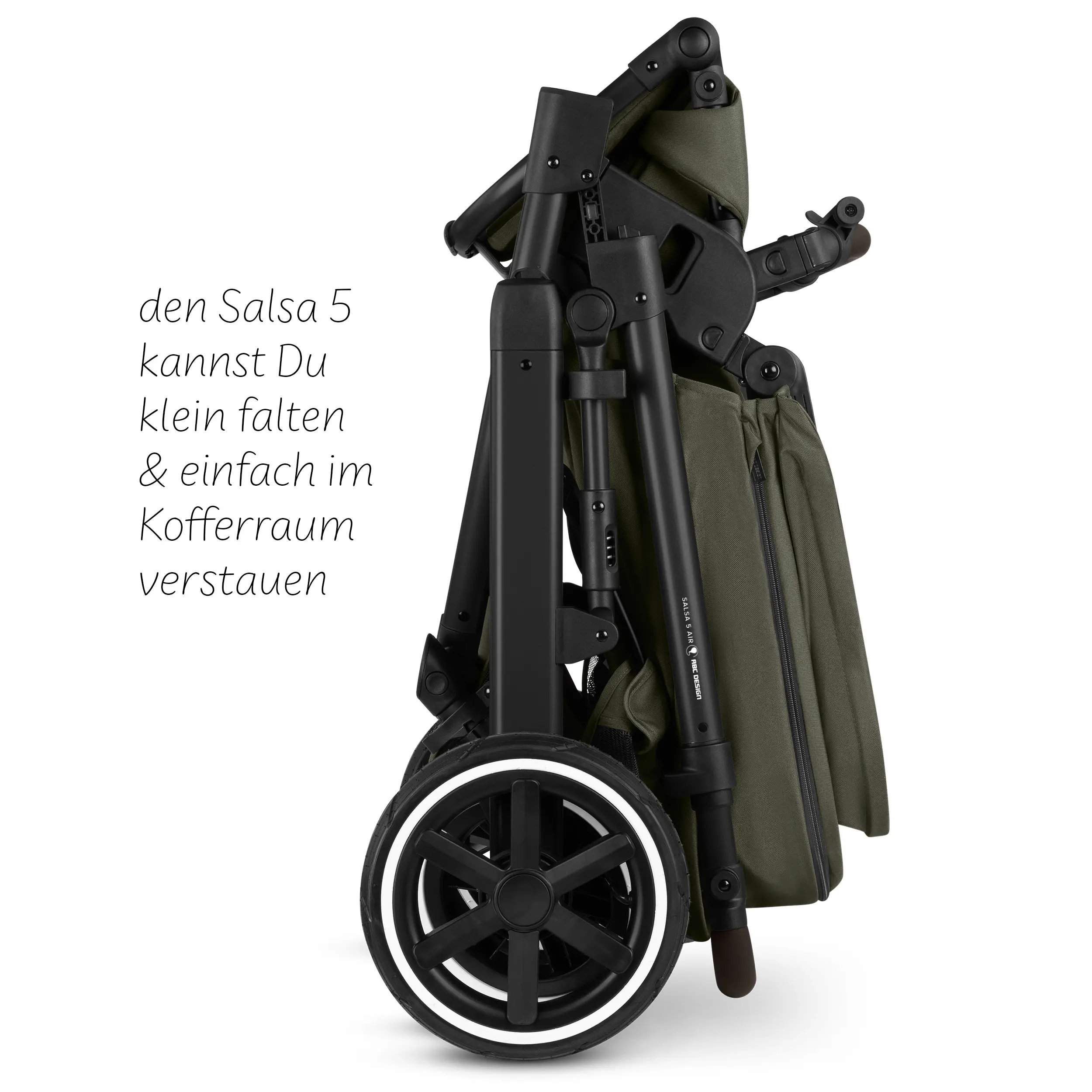 Kombi-Kinderwagen Salsa 5 Air inkl. Wickeltasche, Sonnenschirm, Regenschutz, Becherhalter - Avocado