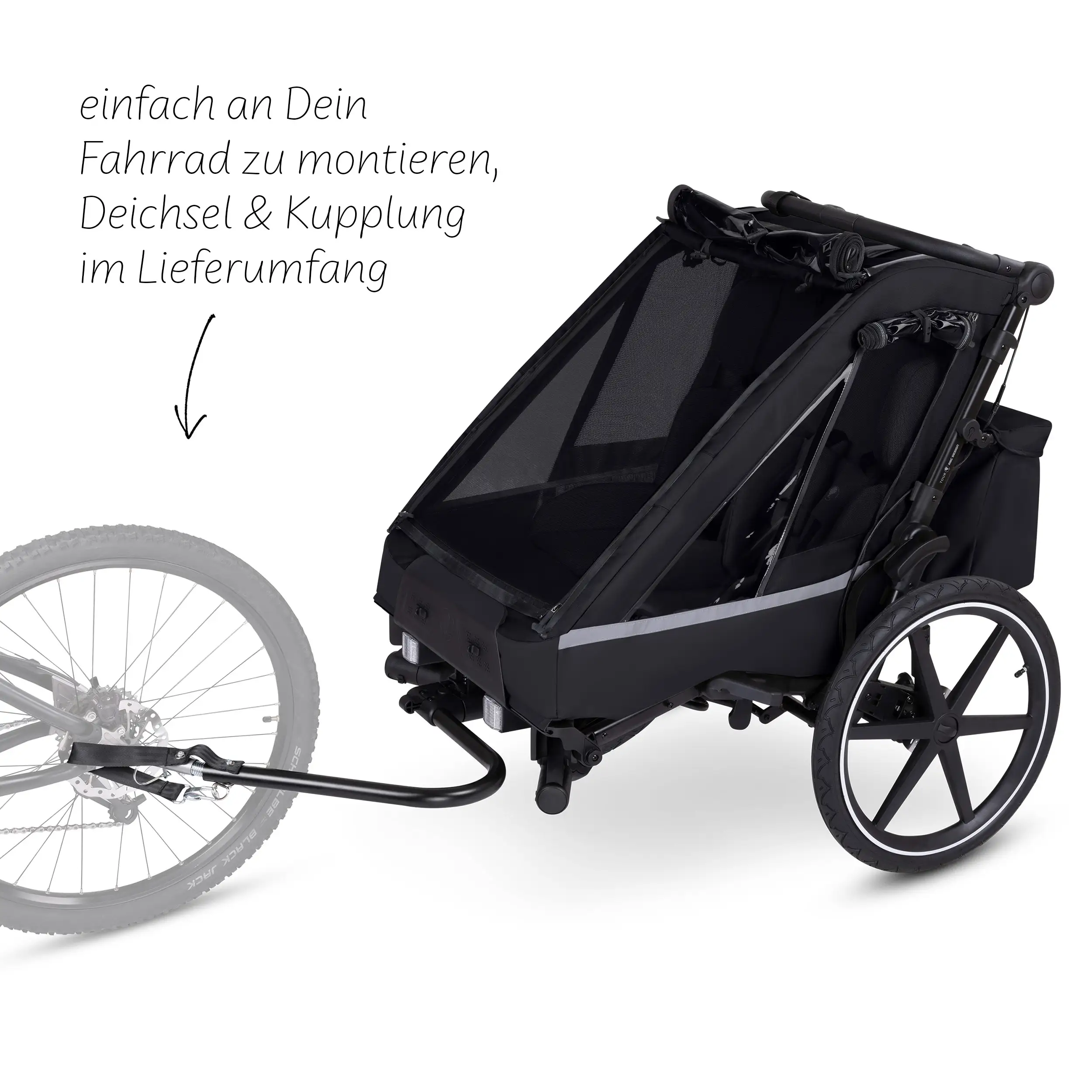 Remolque de Bicicleta de Paseo con 2 Asientos Confortables y Ruedas de Aire - Ink  Remolque de Bicicleta de Paseo con 2 Asientos Confortables y Ruedas de Aire - Ink