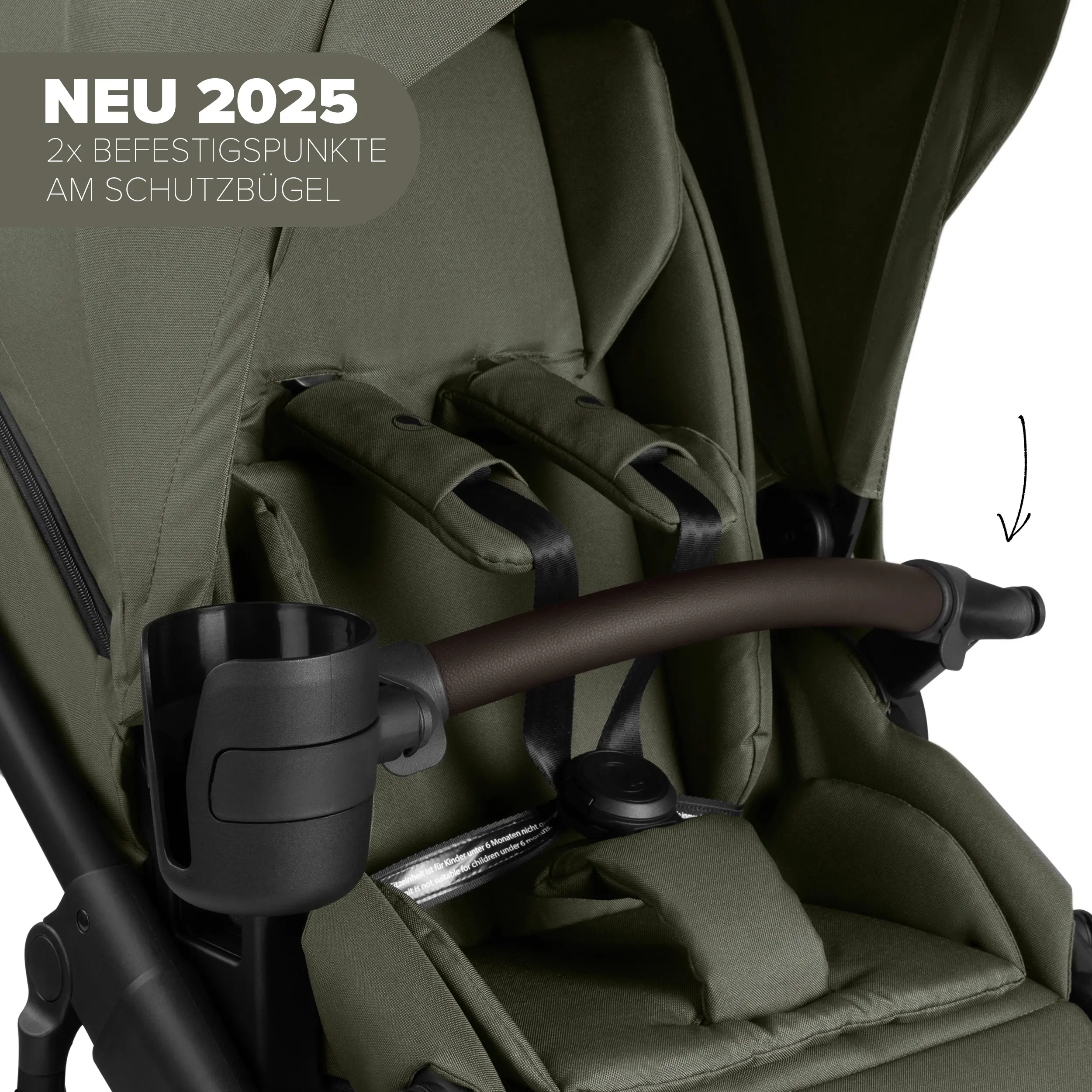 Kombi-Kinderwagen Salsa 5 Air inkl. Wickeltasche, Sonnenschirm, Regenschutz, Becherhalter - Avocado