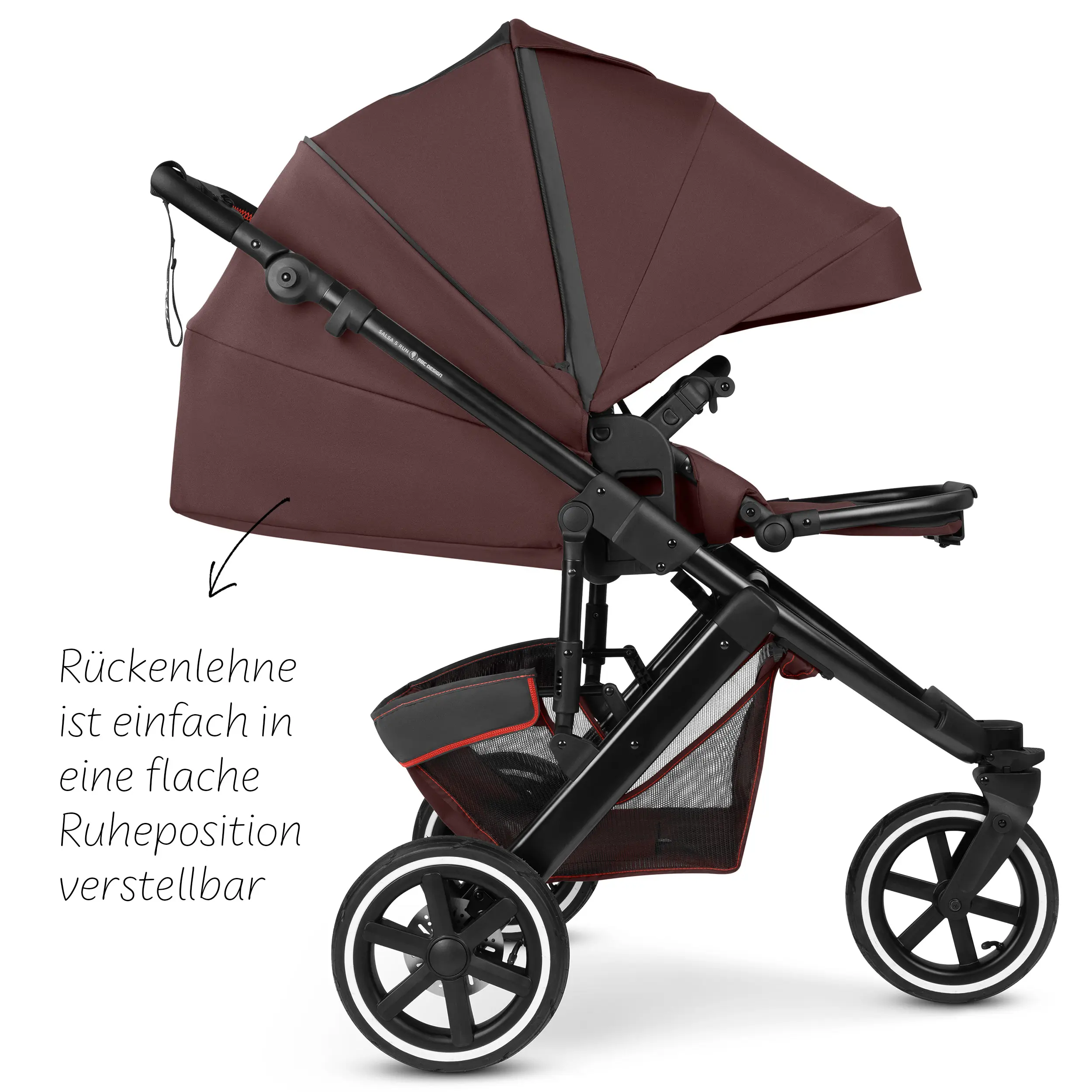 Poussette combinée Salsa 5 Run avec sac à langer, ombrelle, habillage pluie, porte-gobelet - Umbra