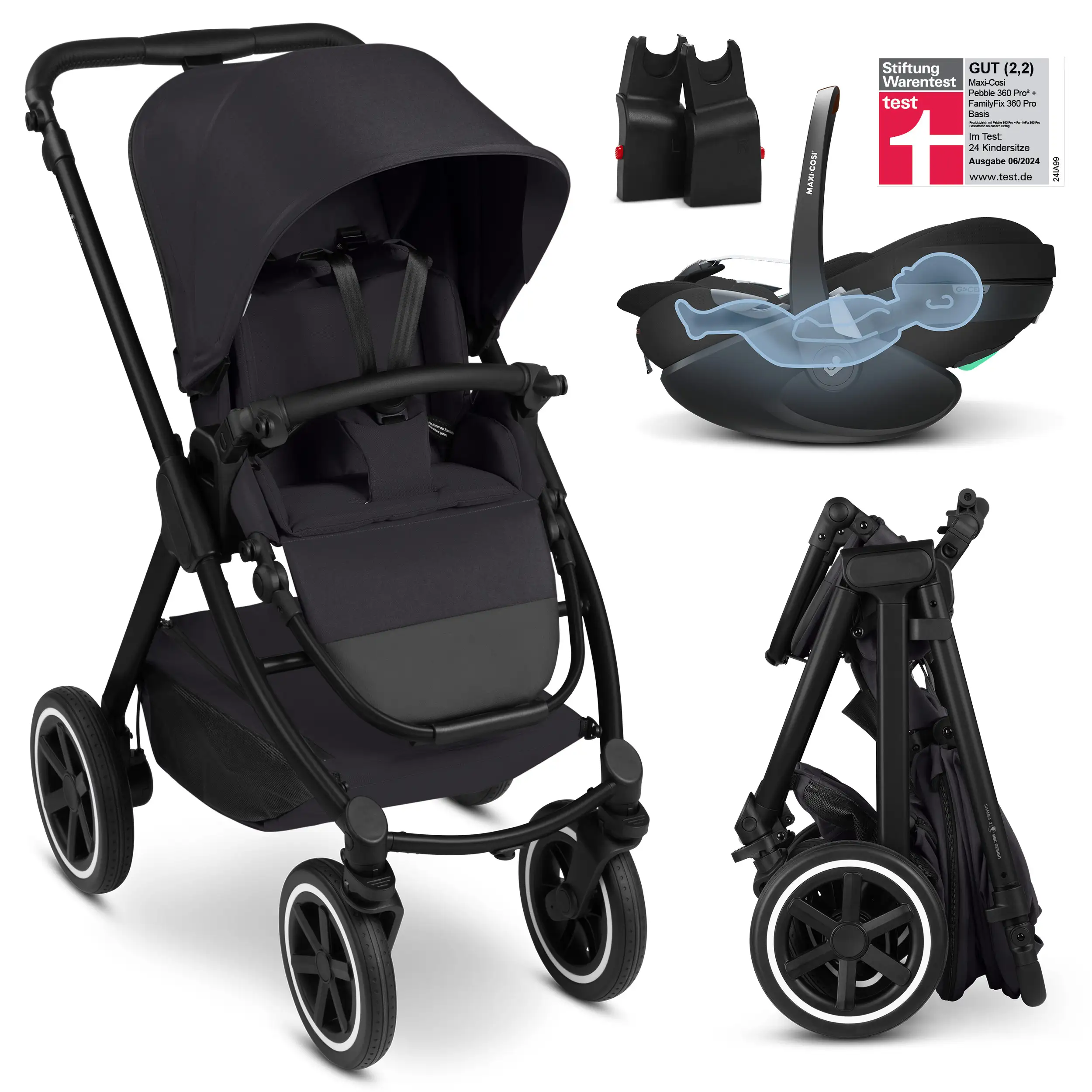 Kit de voyage Samba 2 avec coque auto Maxi Cosi Pebble 360 Pro 2 - Coal