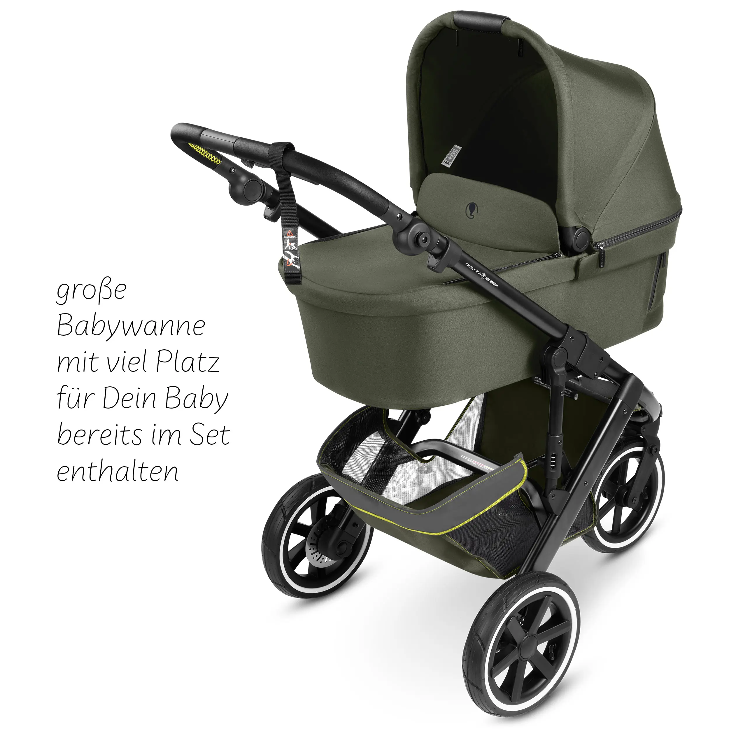 Poussette combinée Salsa 5 Run avec sac à langer, ombrelle, habillage pluie, porte-gobelet - Avocado
